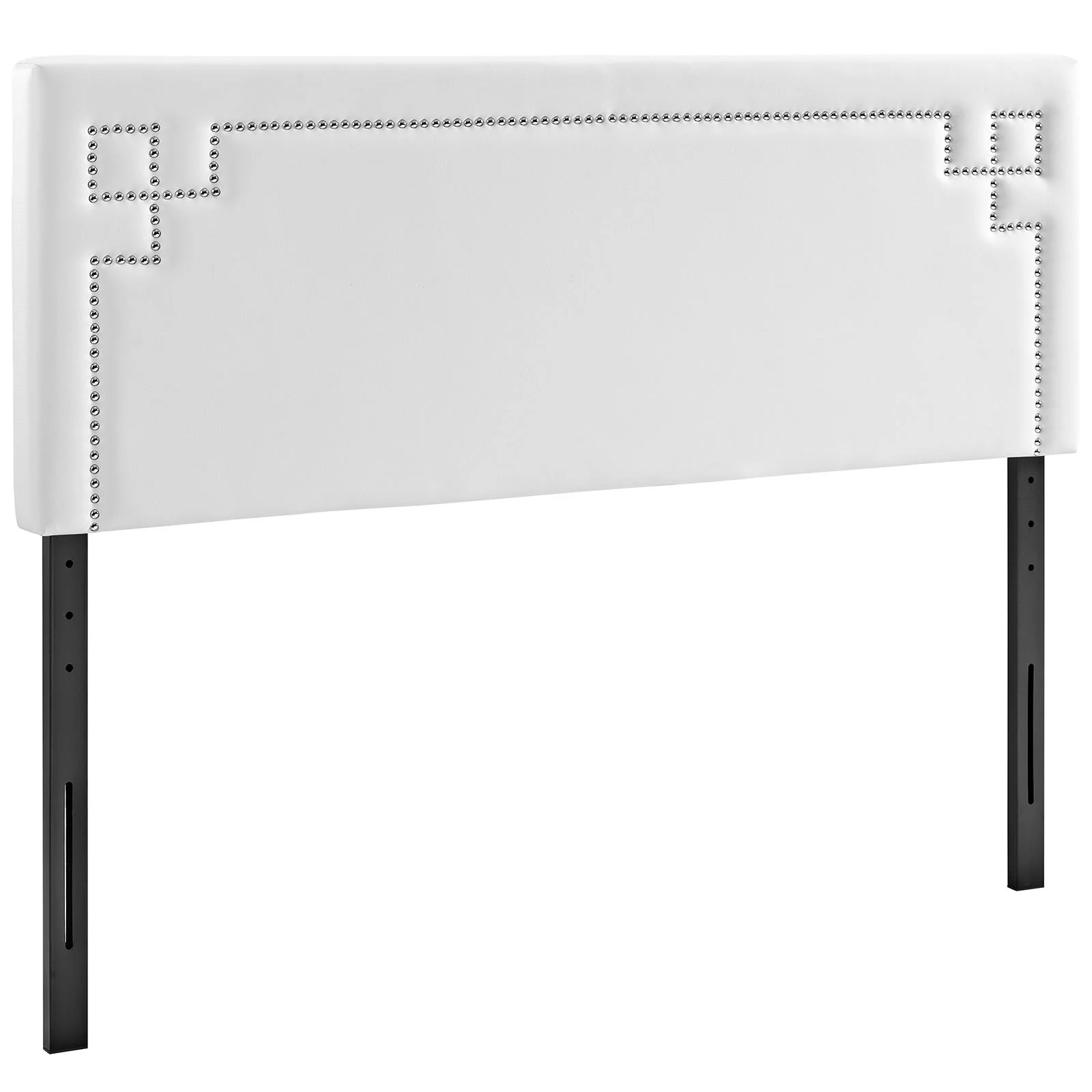 Modern Contemporary Urban Design Bedroom Queen Size Headboard, White, Faux Leather