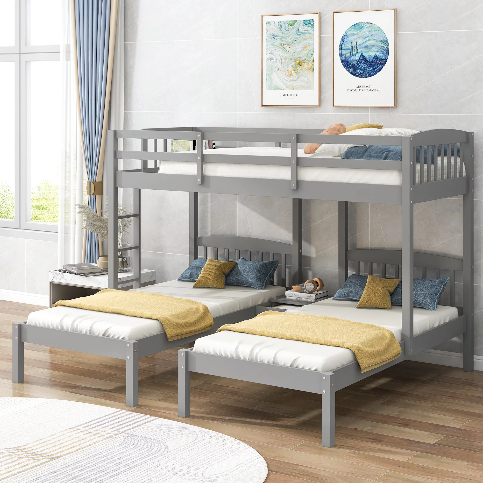 The Set Twin Bunk Bed with Middle Drawer