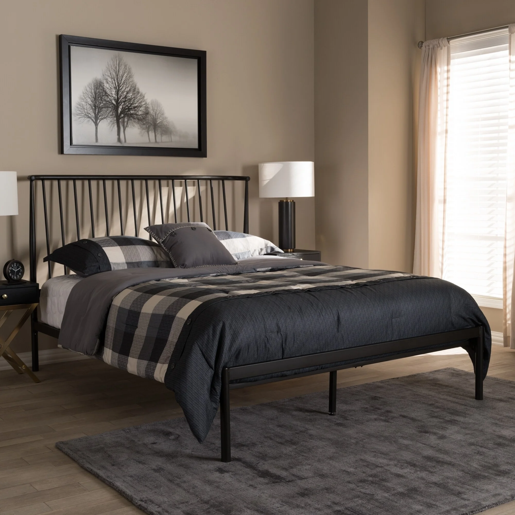Baxton Studio Contemporary Black Finished Metal Platform Bed by Queen