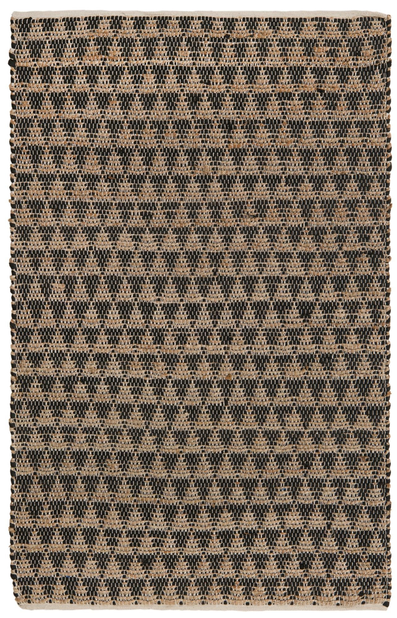 Unique Loom Chindi Jute Rug Black/Natural 4' 1