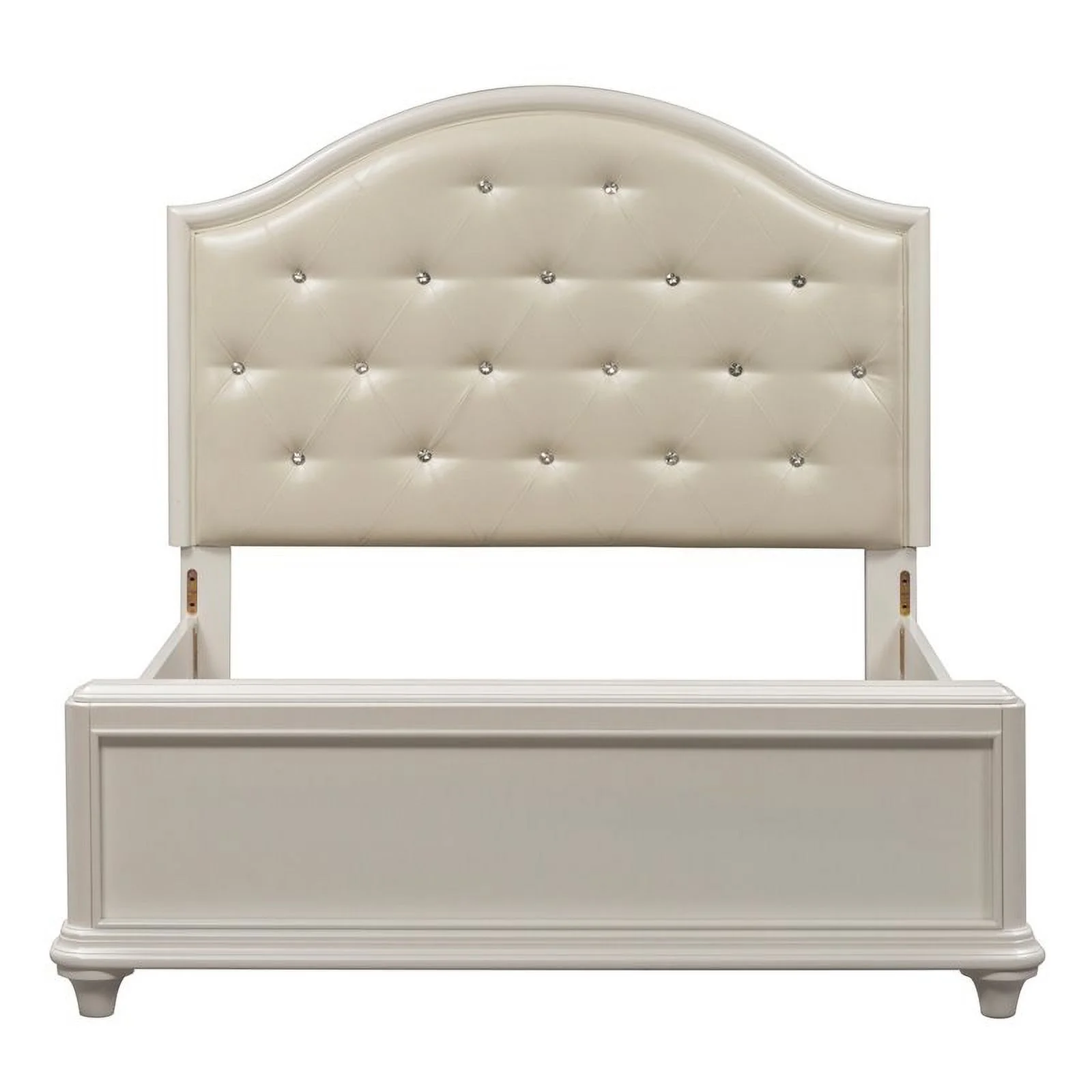 Pemberly Row Transitional Wood Full Panel Bed in White