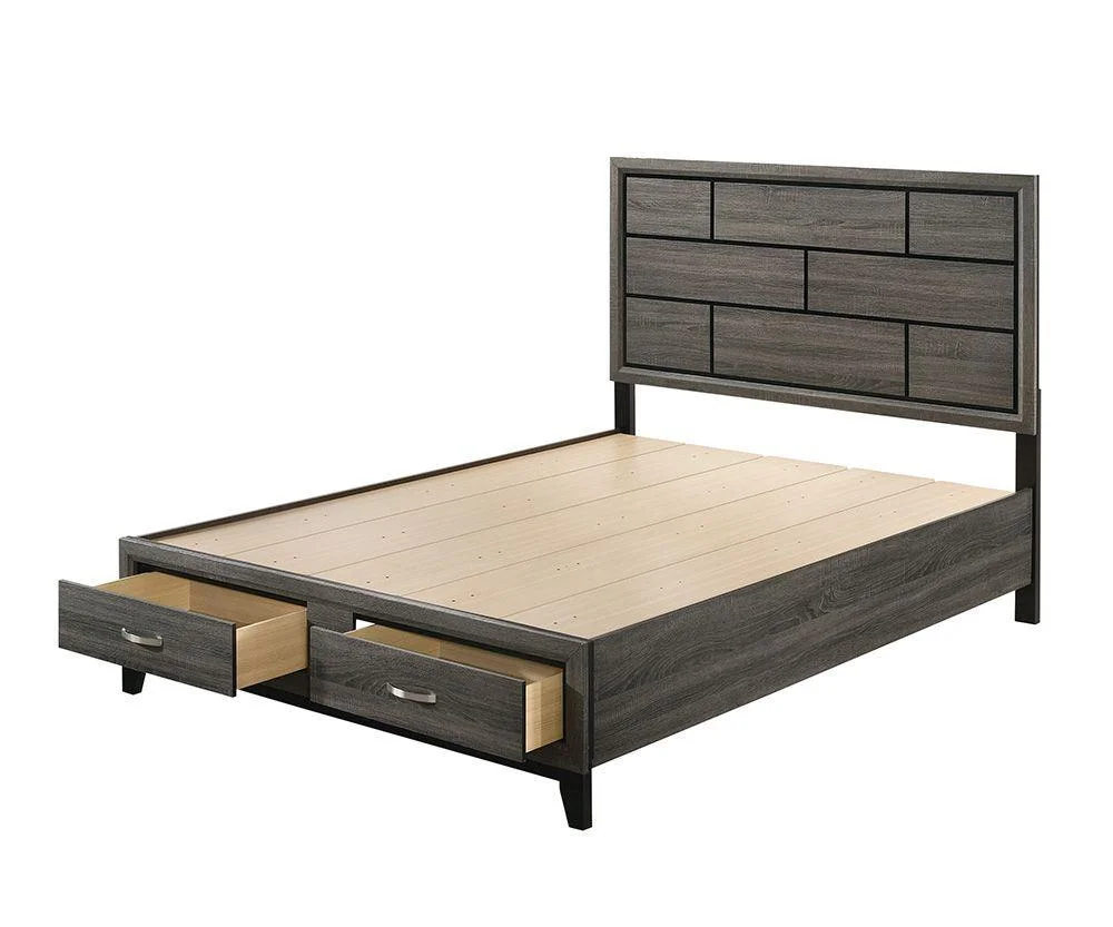 Weathered Gray Eastern King 6pcs Bedroom Set w/Storage Acme Valdemar 27057EK-6pc