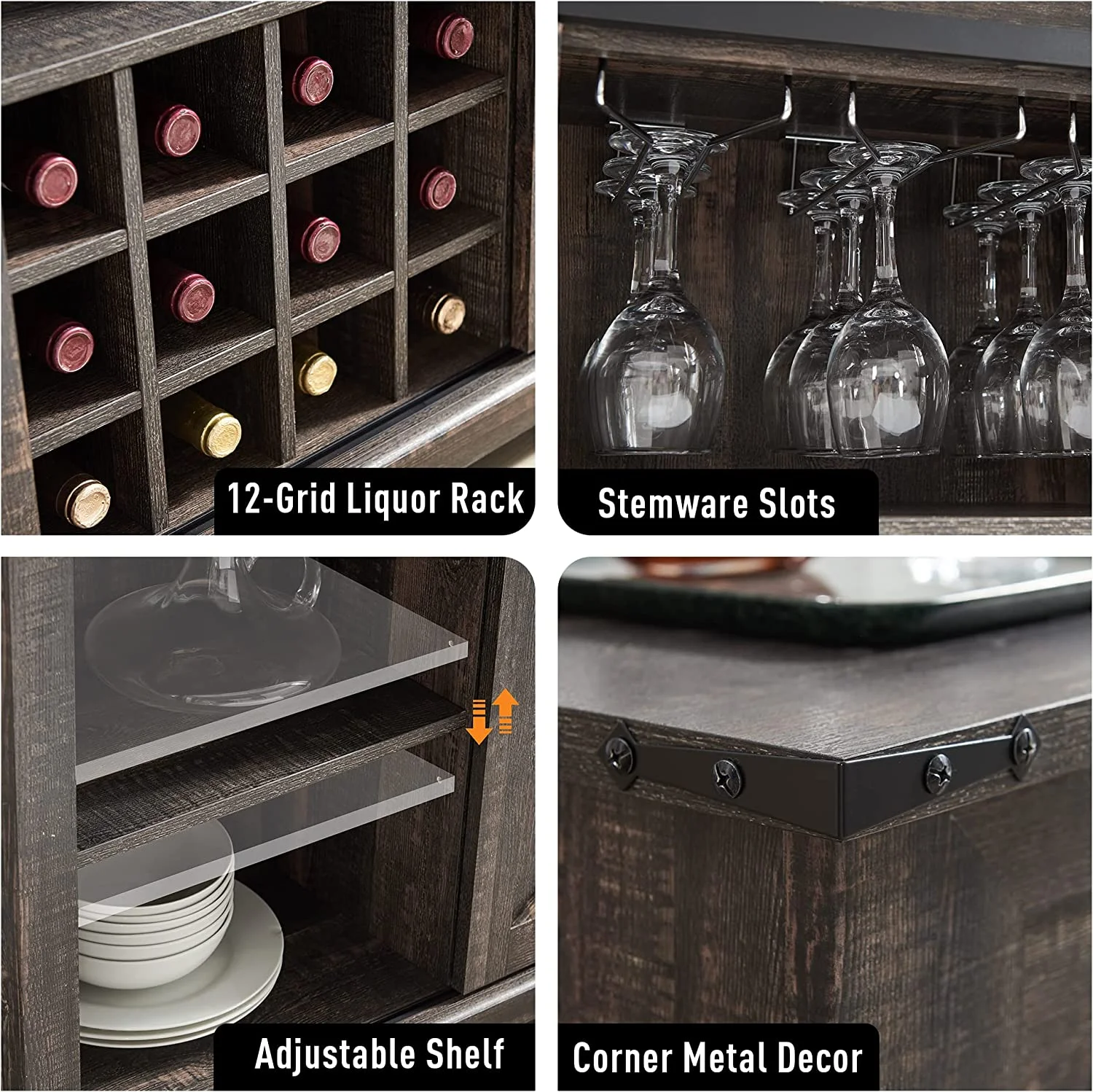 OKD Wood Farmhouse Coffee Bar Cabinet, 54