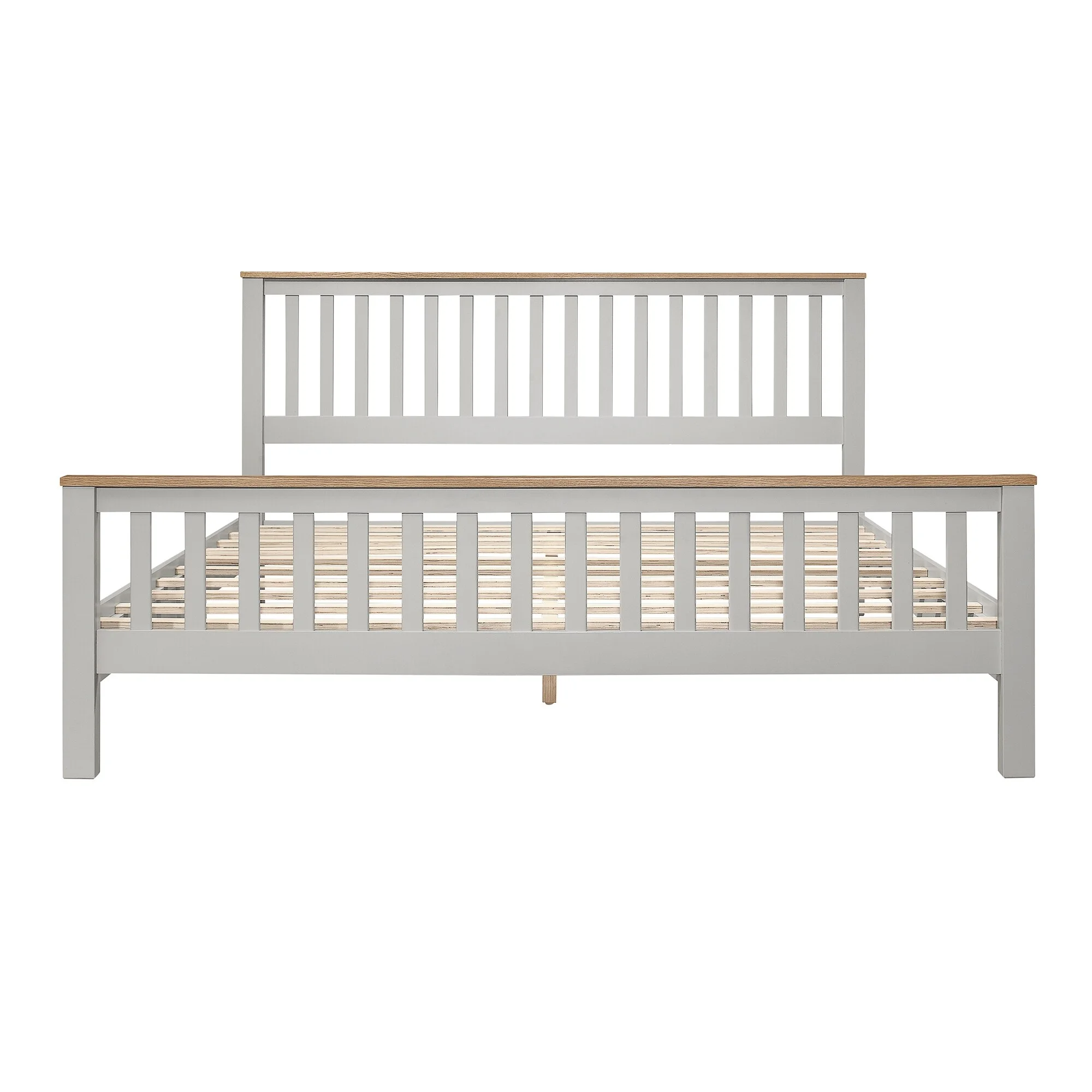 Wood Platform Bed with Headboard and Footboard, Solid Wood Single Bed Fram with Wood Slat Support, for Kids Teens Adults Grey - King