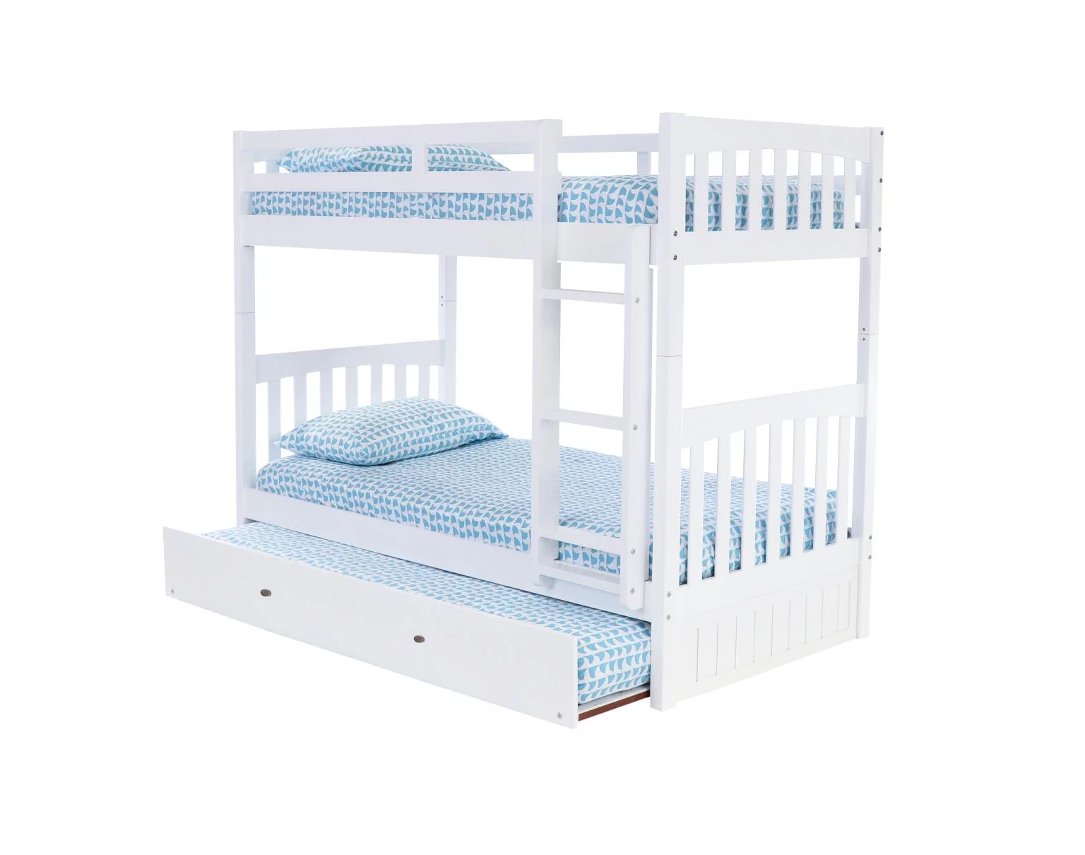 Twin over Twin Bunk Bed with Trundle in White by Discovery World Furniture