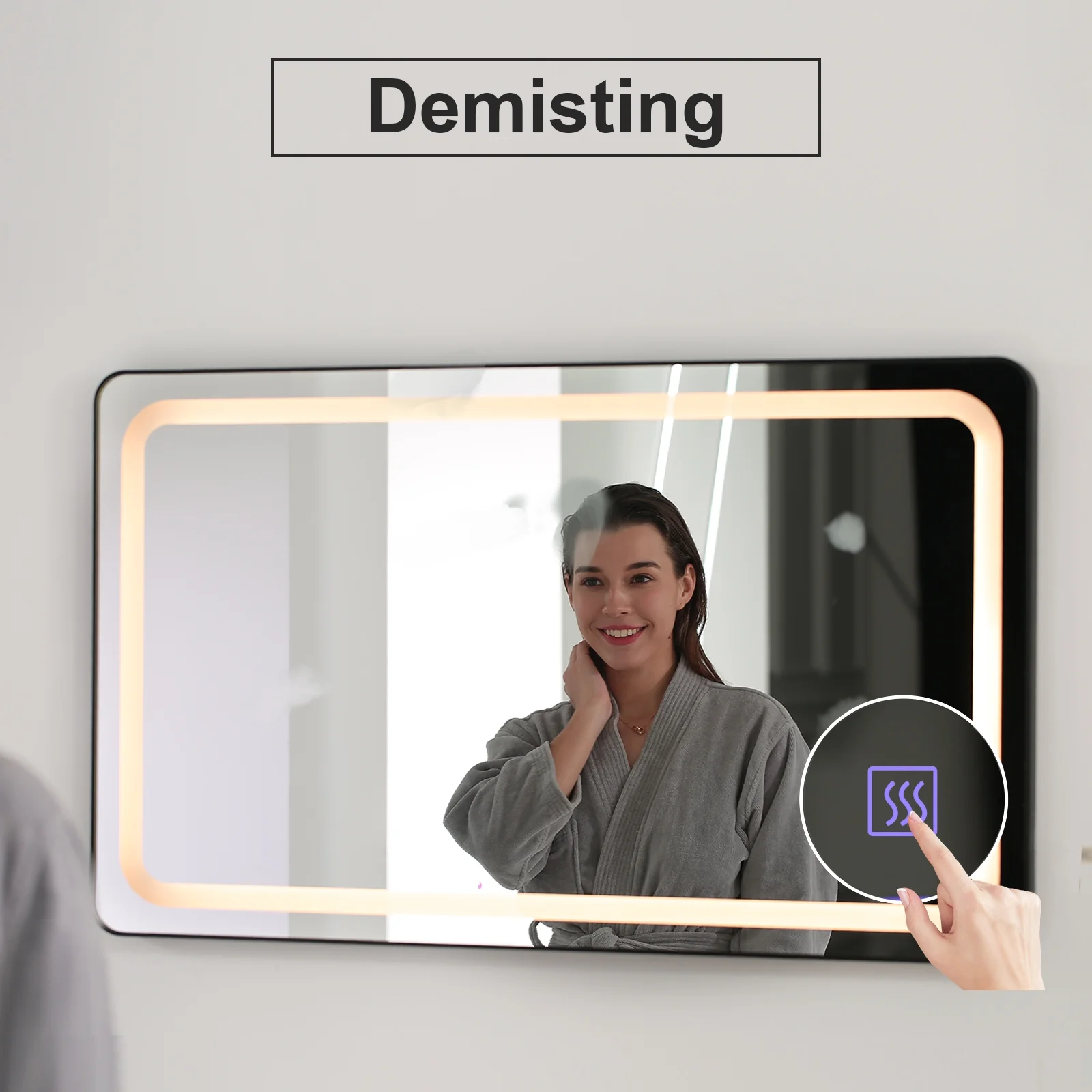 LED Mirror 28*20cm Bathroom Mirror with Lights Large Circle Lighted Mirror Anti-Fog Wall Mounted Round Vanity Mirror Dimmable Illuminated Makeup Mirror