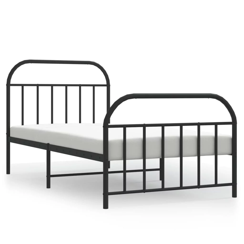Metal Bed Frame with Headboard and Footboard Black 39.4