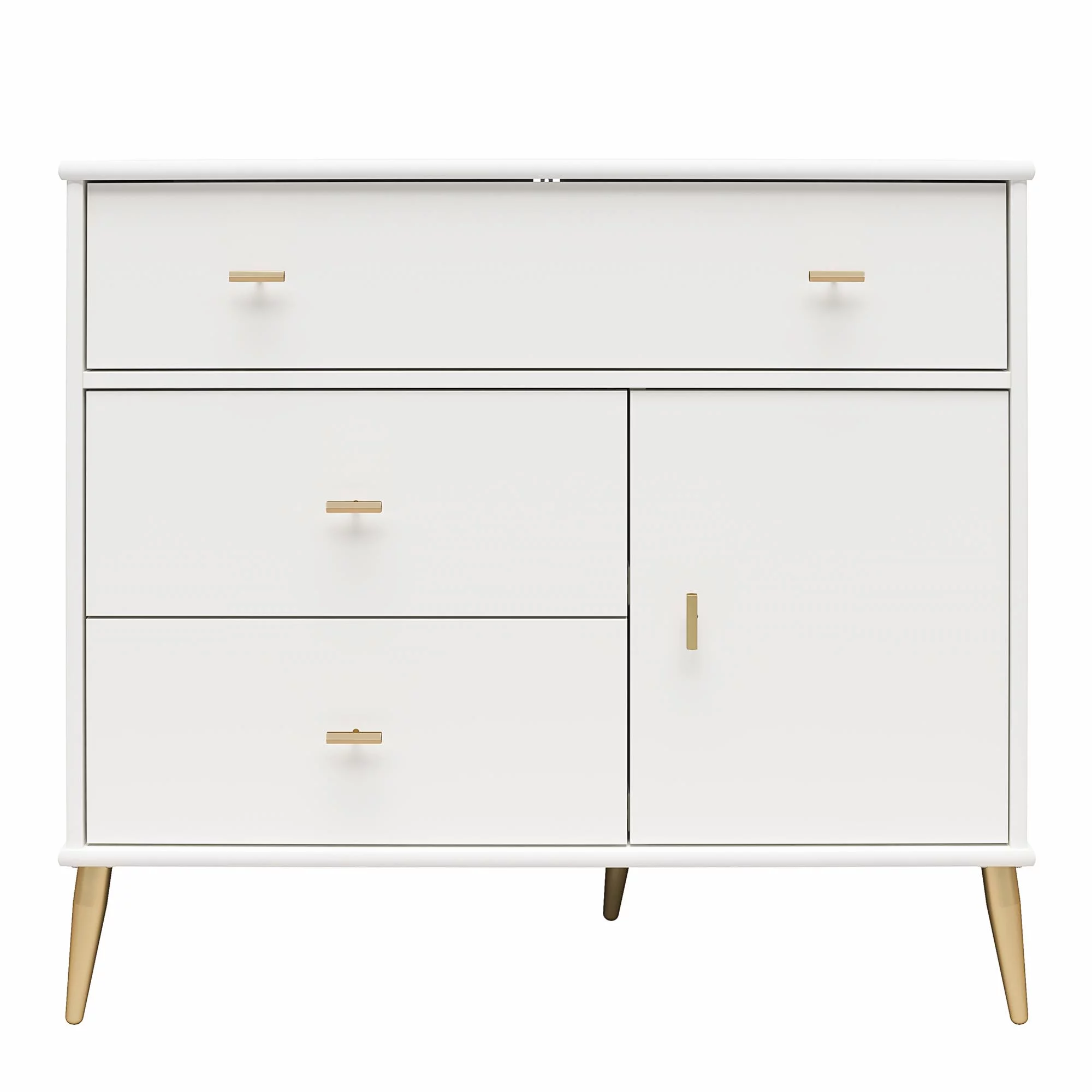 Little Seeds Valentina Asymmetrical 3 Drawer / 1 Door Convertible Dresser, White