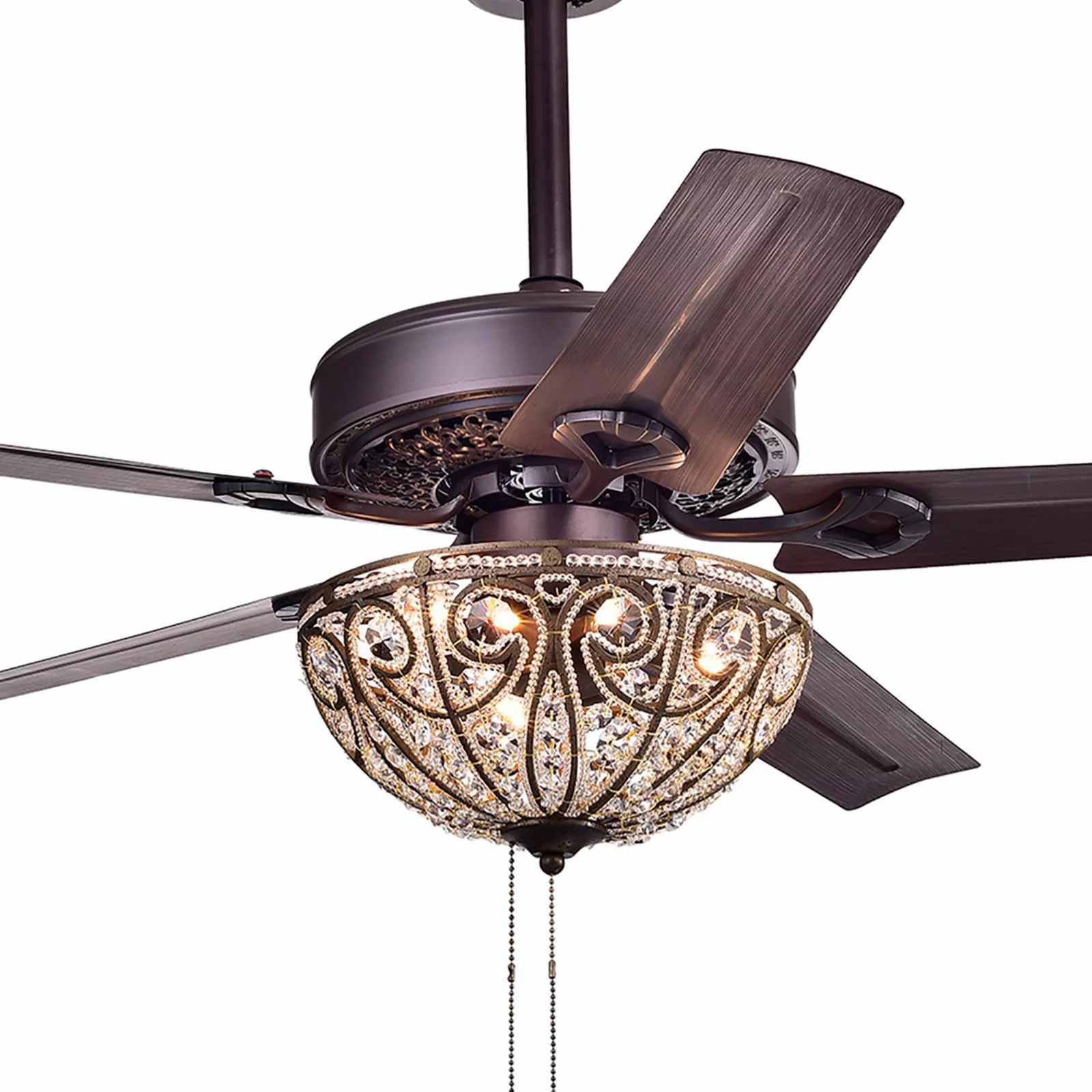 Catalina Bronze-finished 5-blade, 48-inch Crystal Ceiling Fan (Optional Remote)