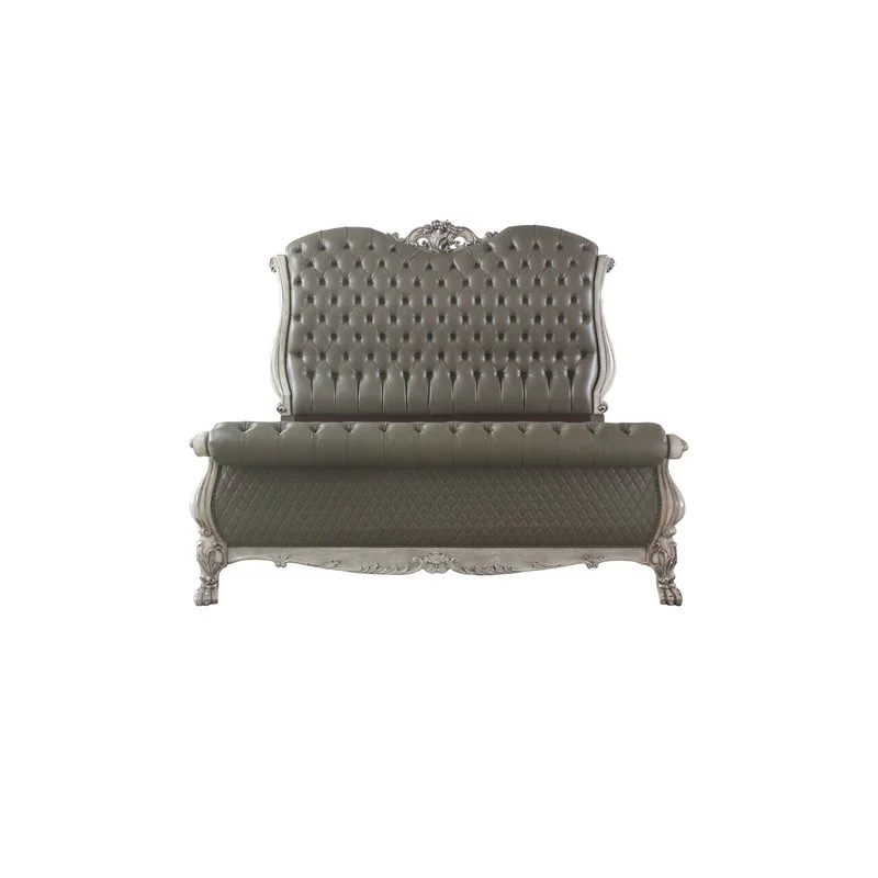 Bowery Hill Contemporary Eastern King Bed in Vintage Bone White & PU