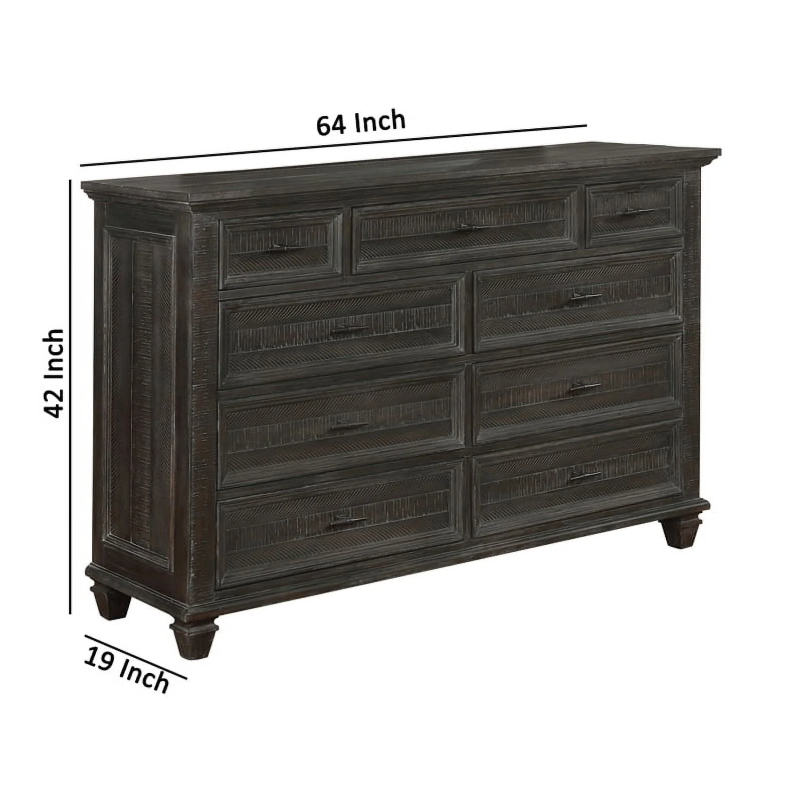 Flash Furniture Planked Rough Hewn Saw Texture 9 Drawer Dresser with Metal Handle, Gray