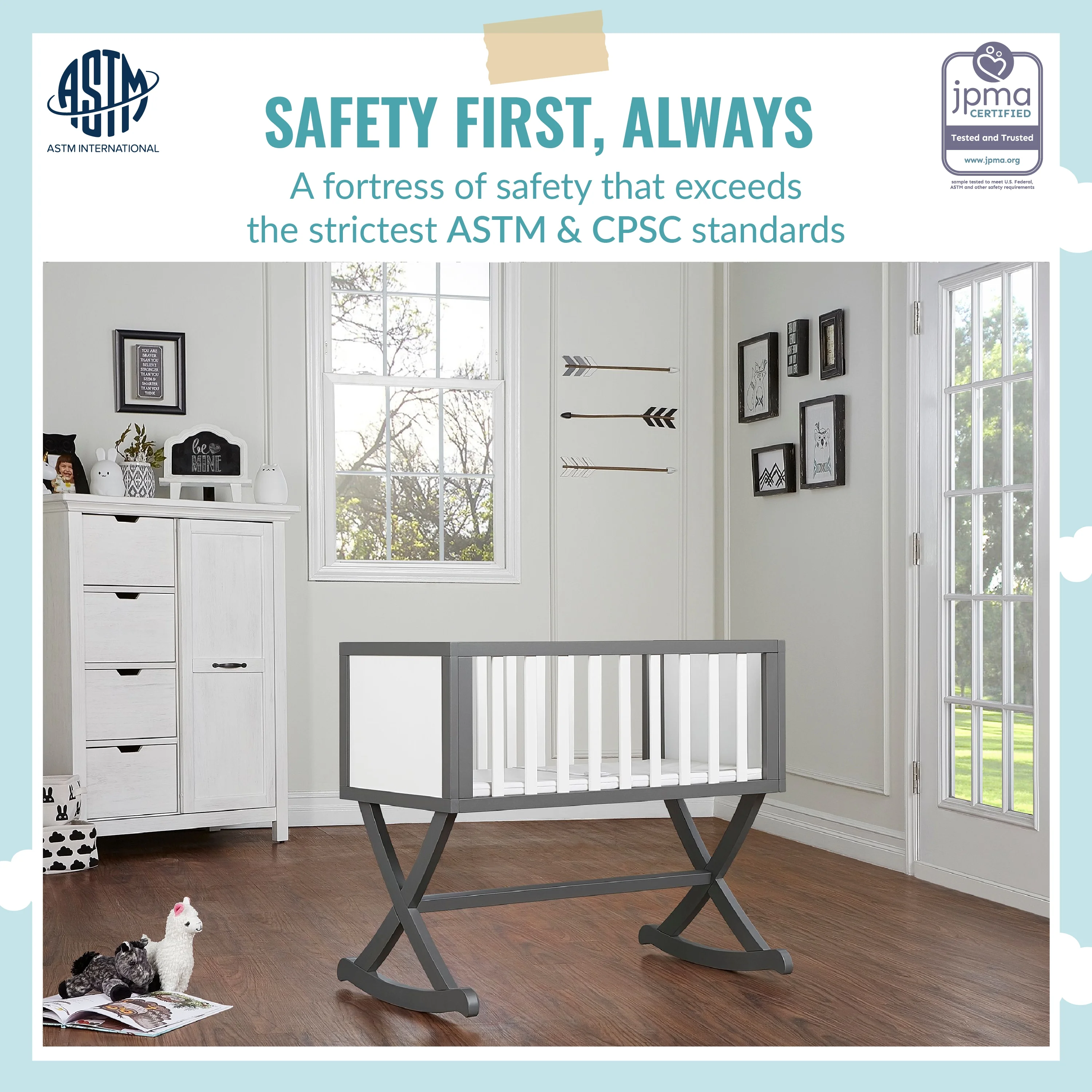 Dream On Me Haven Cradle, Gray and White