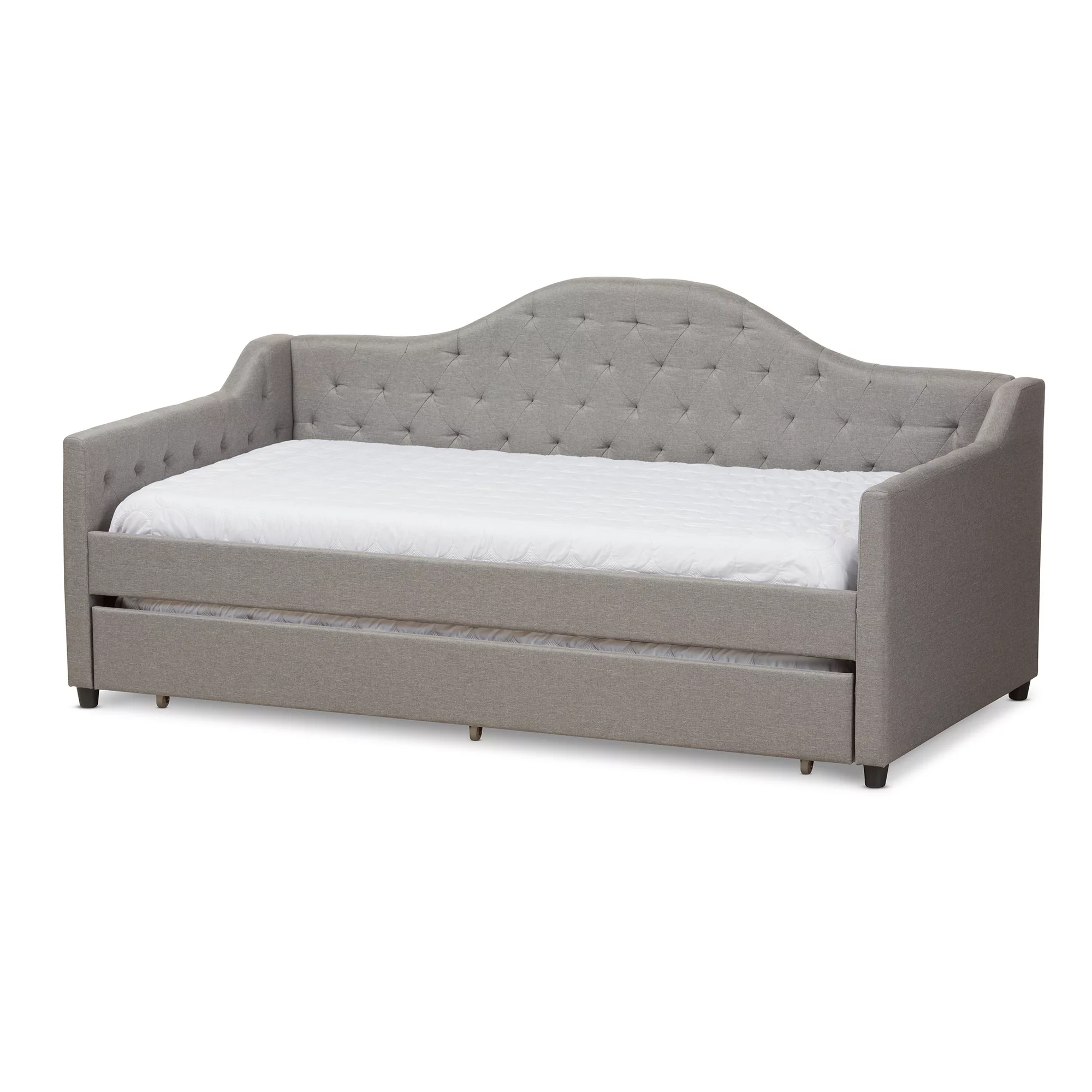 Baxton Studio Contemporary Fabric Daybed with Trundle by Grey