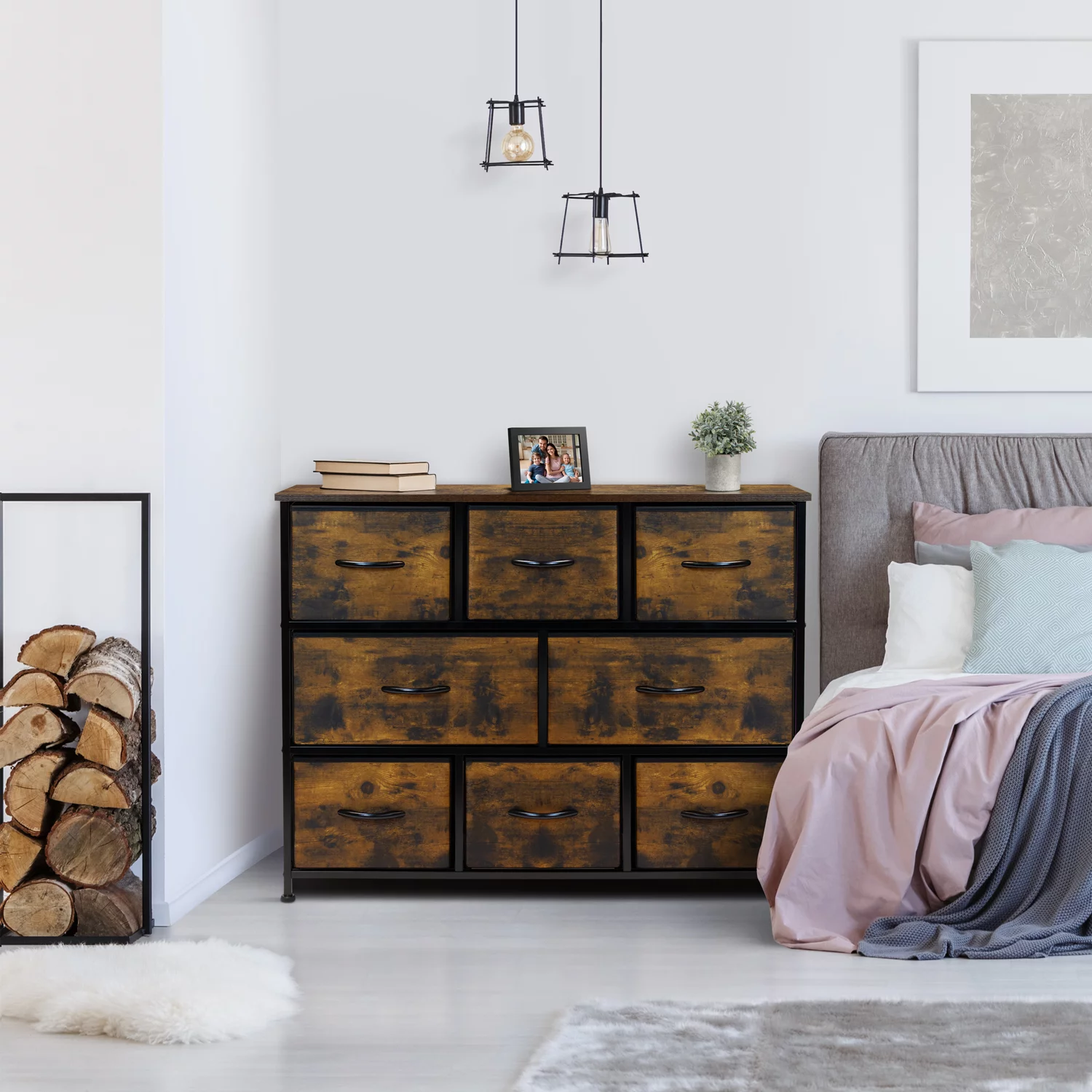 Sorbus Closet Drawer Organizers, Rustic Wood Brown