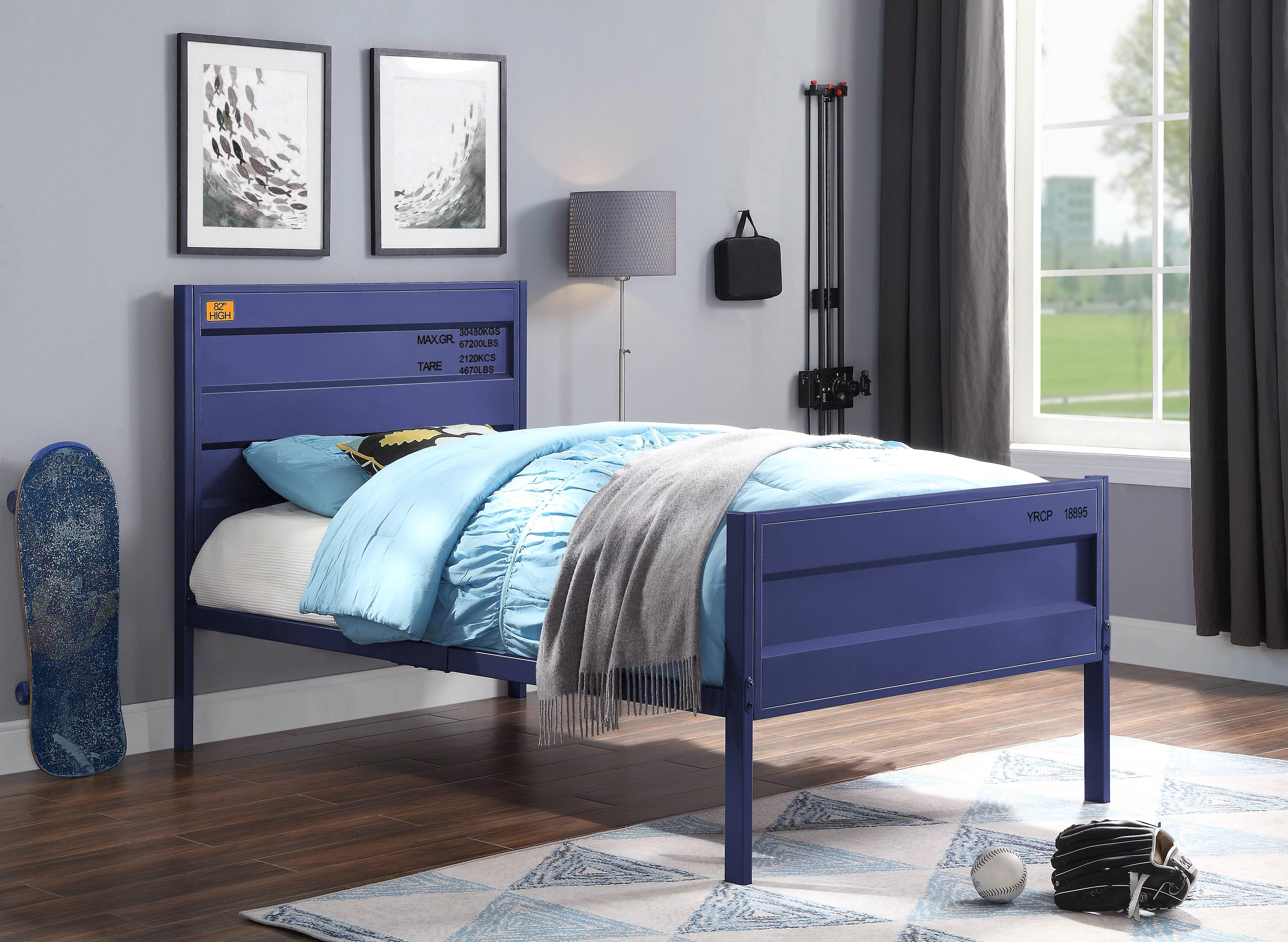 Acme Cargo Container Style Metal Panel Bed, Twin, Multiple Colors