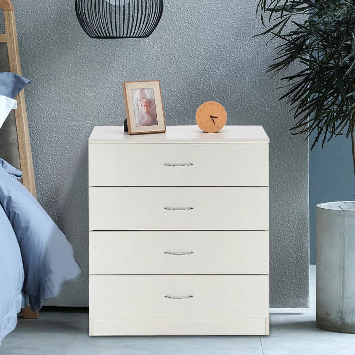 Arturesthome MDF Wood Simple 4-Drawer Dresser White