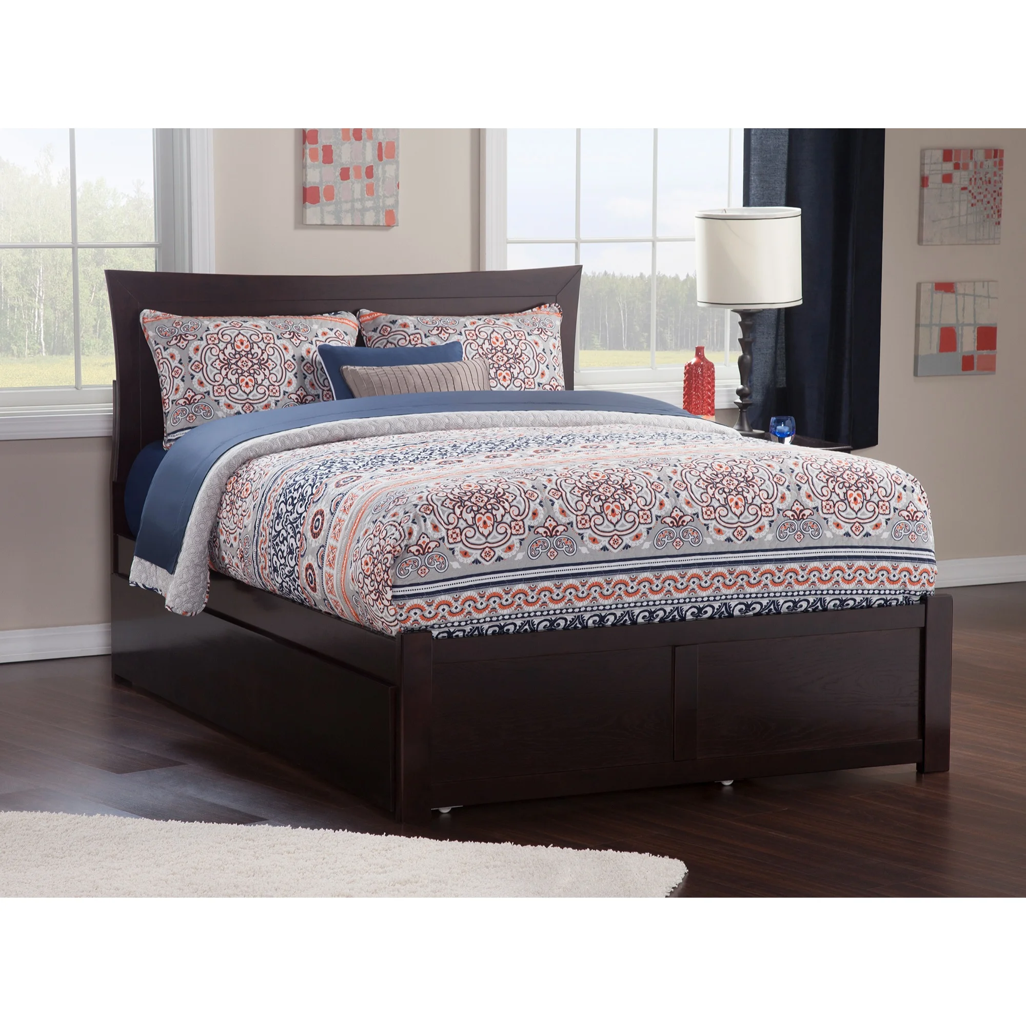 AFI Metro Queen Solid Wood Bed with Twin XL Trundle in Espresso