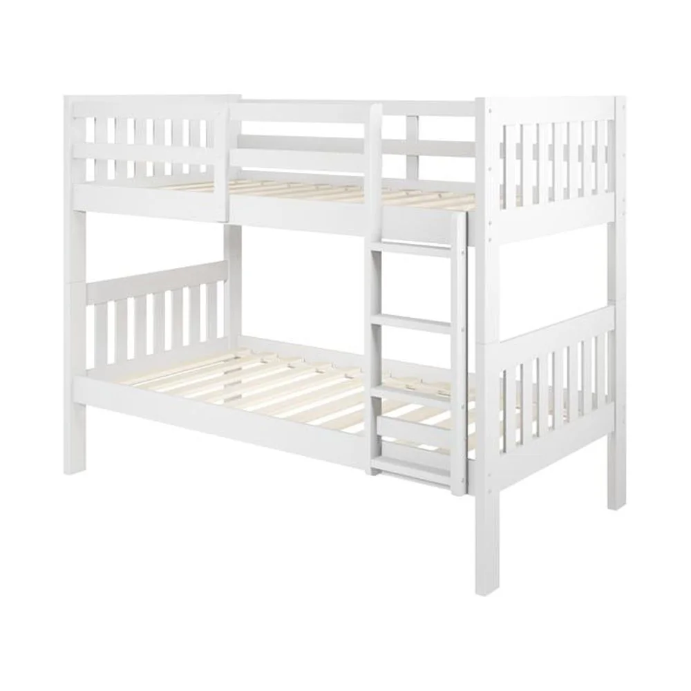 Donco Kids Twin Over Twin Solid Wood Mission Bunk Bed in White
