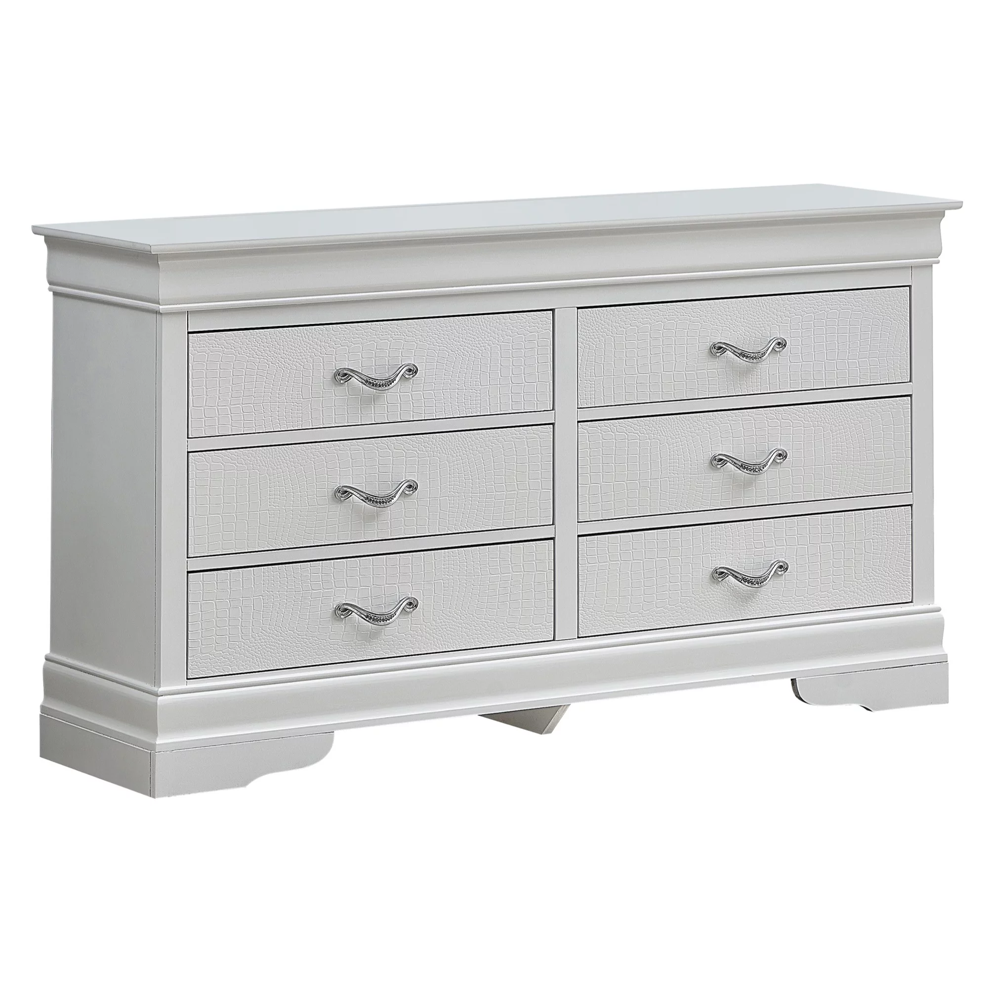 Passion Furniture  Lorana 6-Drawer Silver Dresser - 33 x 59 x 16 in.