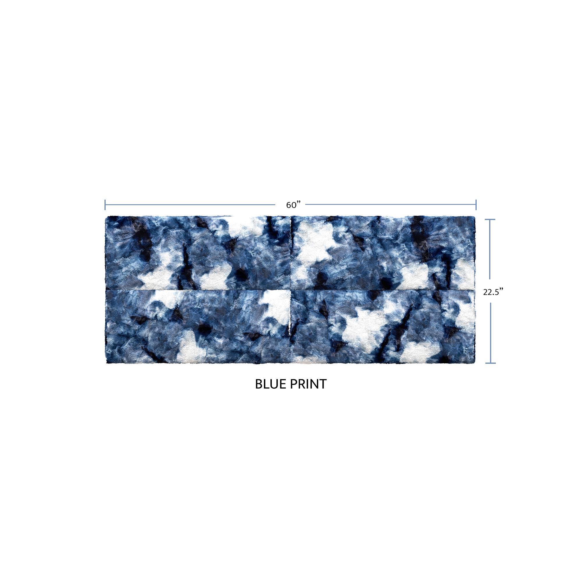 Jaxx Panelist Modern Padded Headboard - Set of 4 Textured Fun Faux Fur Panels - Full/Queen, Blue & White Print
