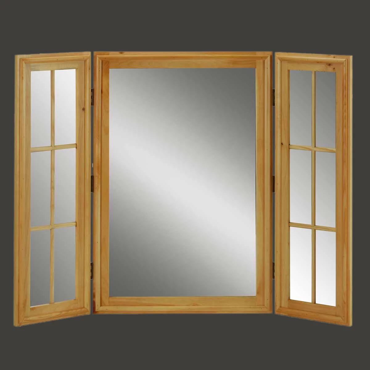 Vintage Vanity Mirror Triple Windowpane Country Pine | Renovator's Supply