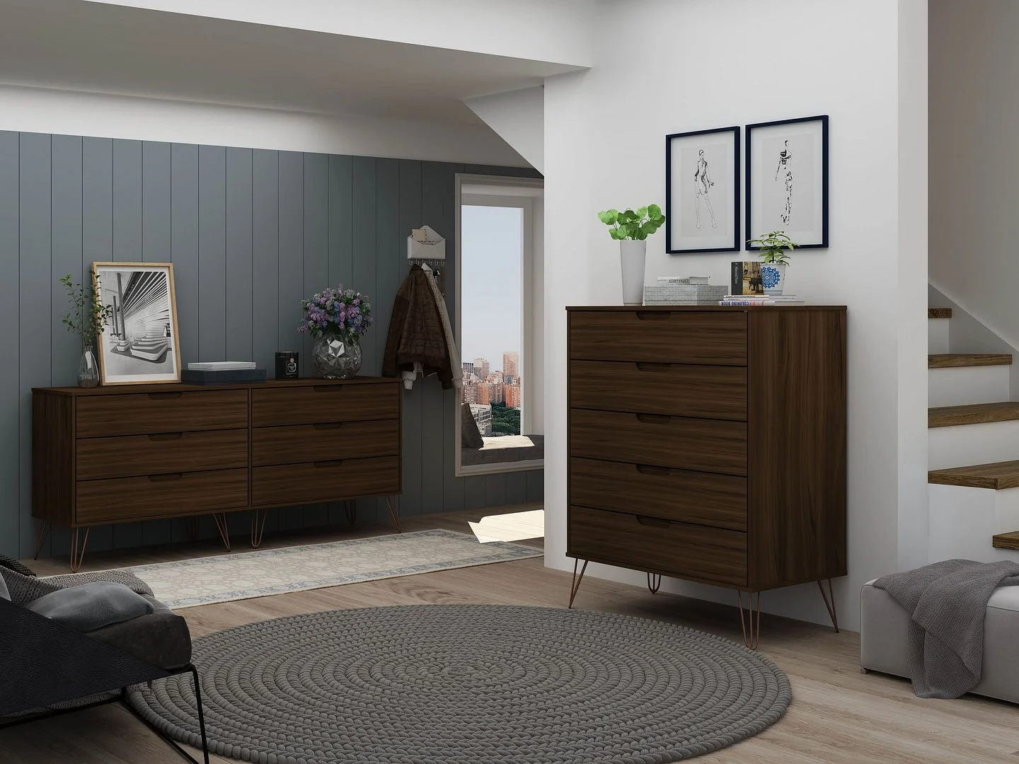 Rockefeller 5-Drawer and 6-Drawer Dresser Set