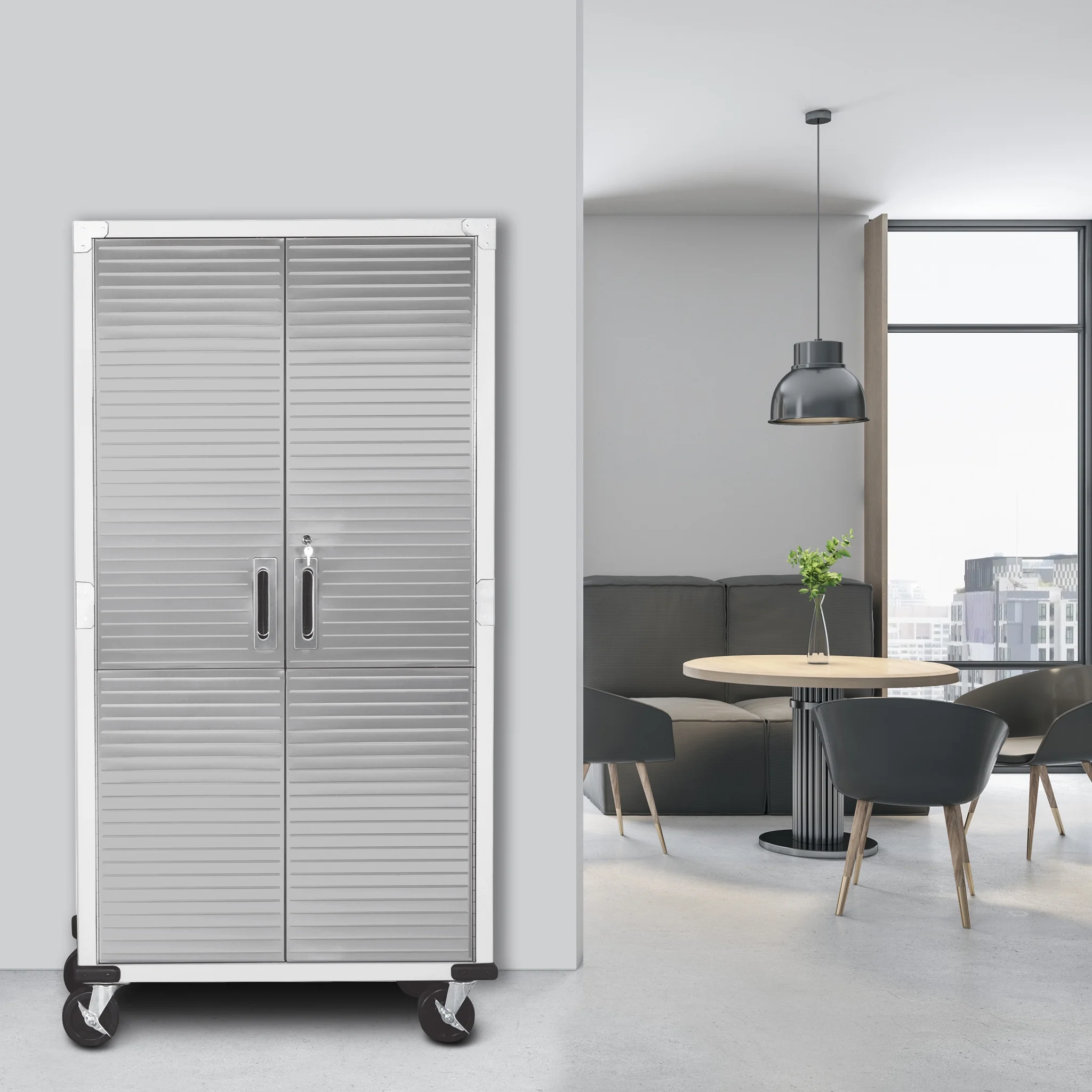 Seville Classics UltraHD Steel Body Lockable Storage Filing Cabinet Organizer Locker Shelving Unit 36