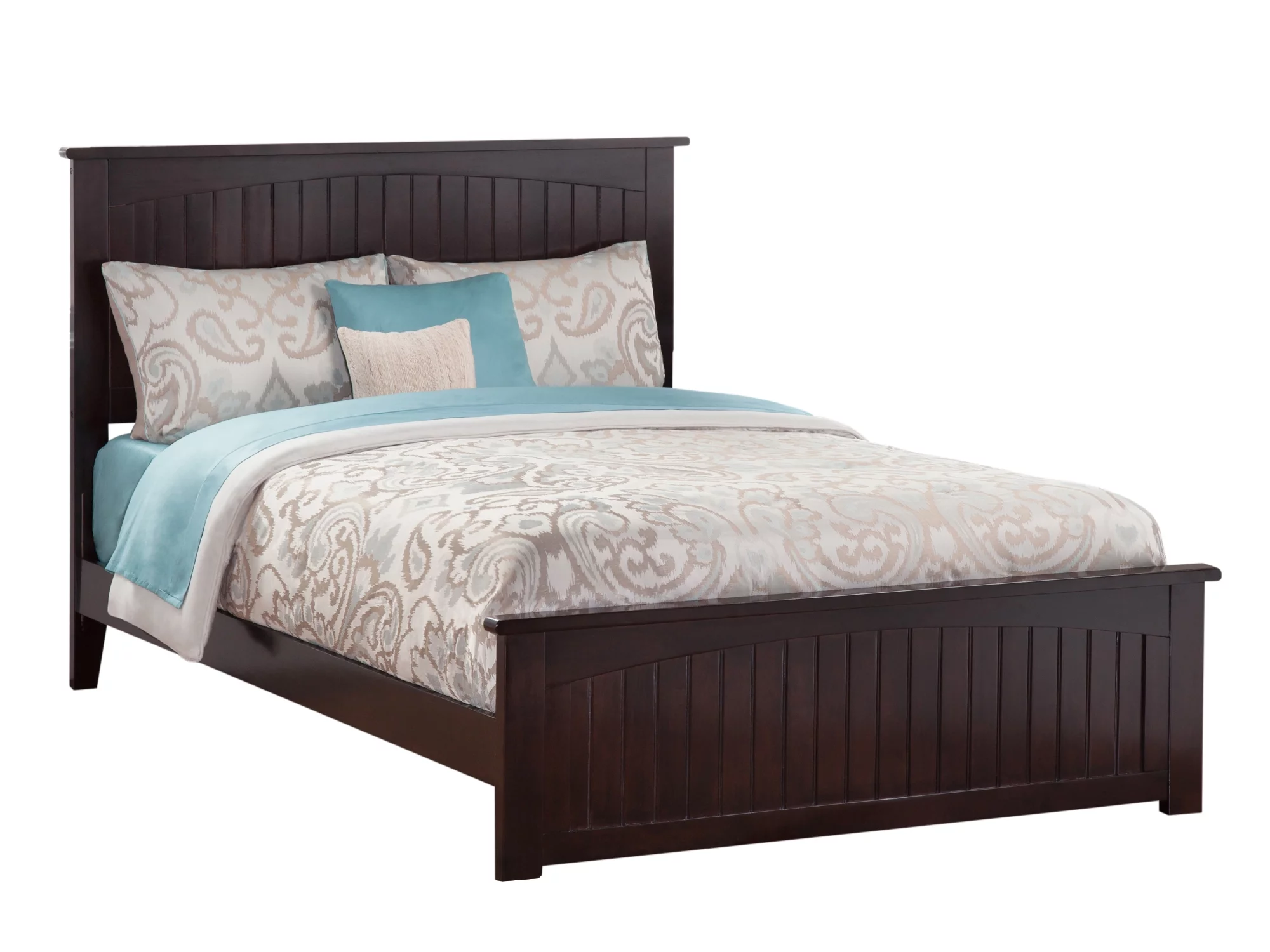 AFI Nantucket Queen Wood Platform Bed with Cottage Headboard & Footboard, Espresso
