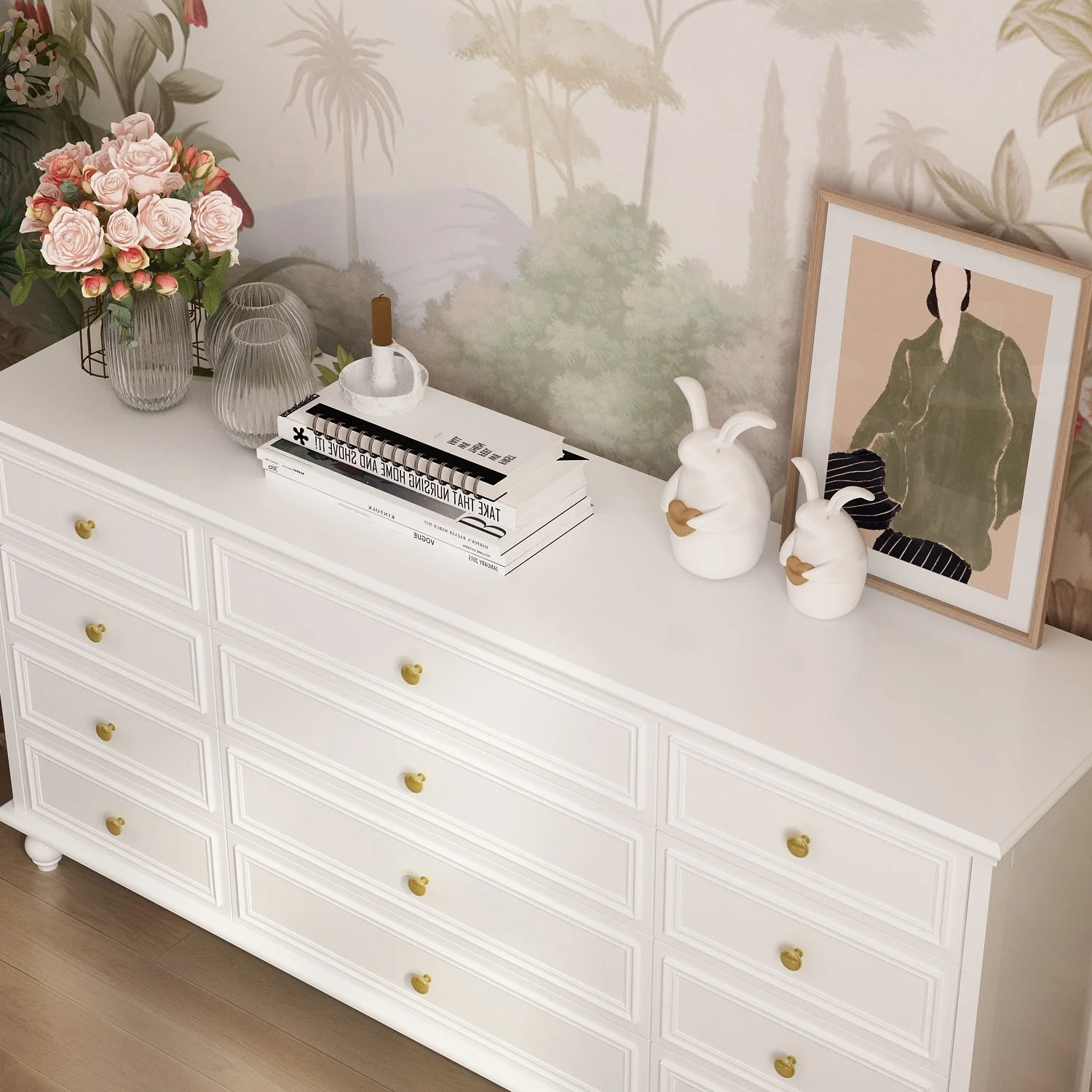 Modern Wood Dresser Bedroom Storage Drawer Organizer Closet Drawers White 12-drawer