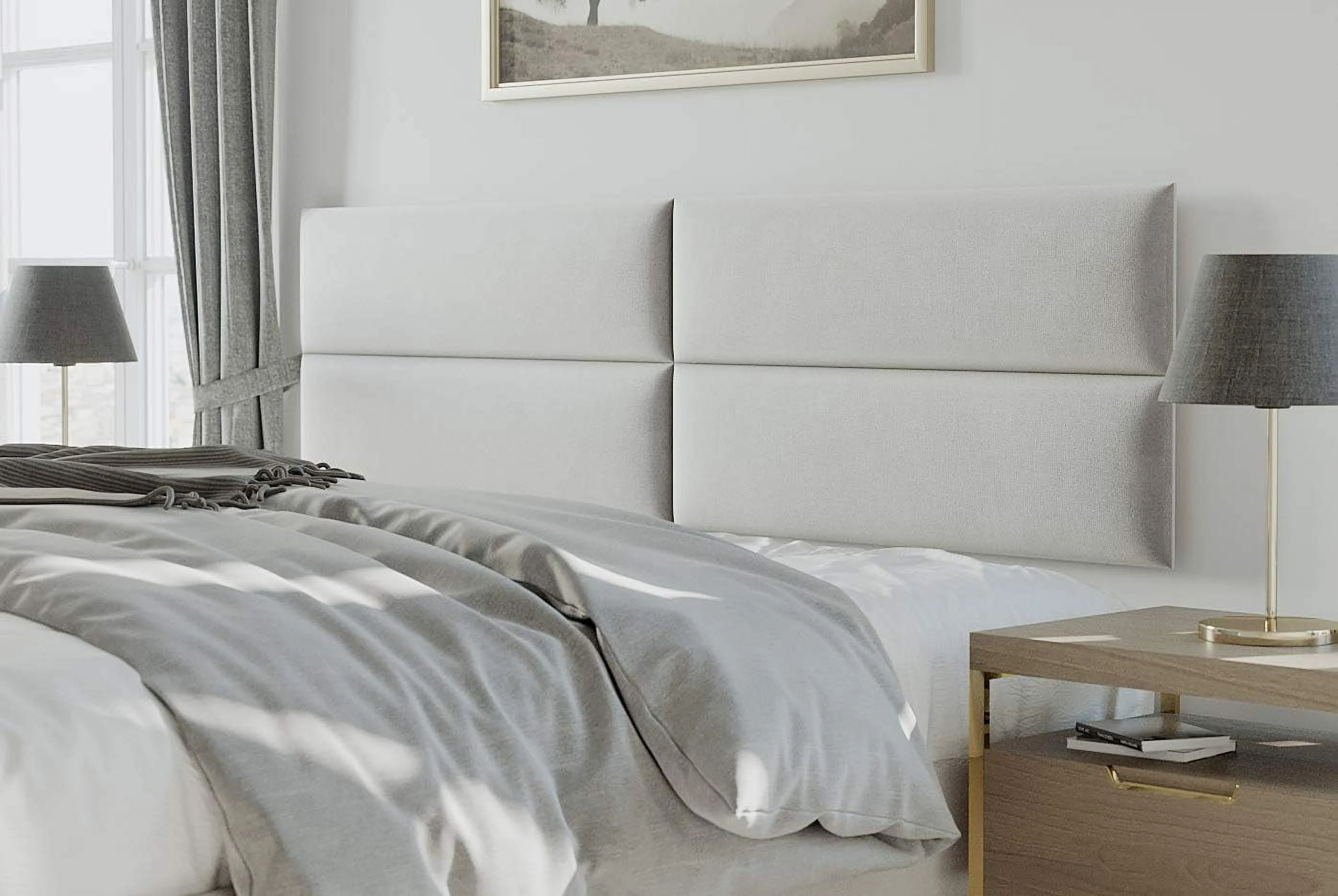 Upholstered Headboards - Accent Wall Panels - Velvet Grey - Queen/Full - Set Of 4 Panels (Each Individual Panel 30