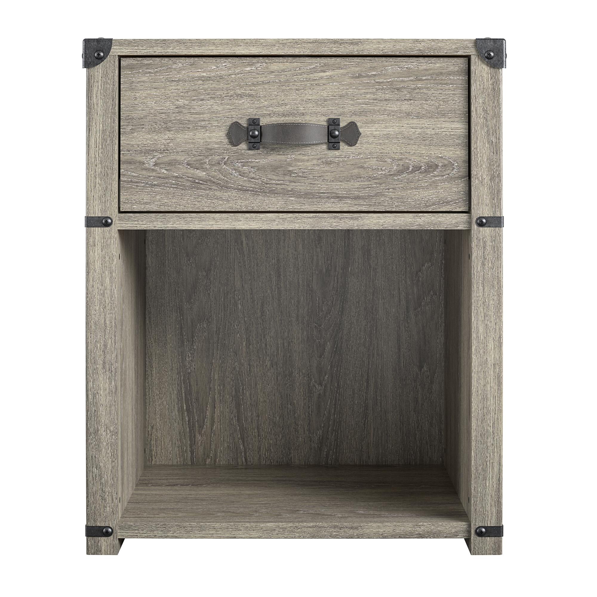 Little Seeds Nova 1 Drawer Storage Nightstand, Gray Oak