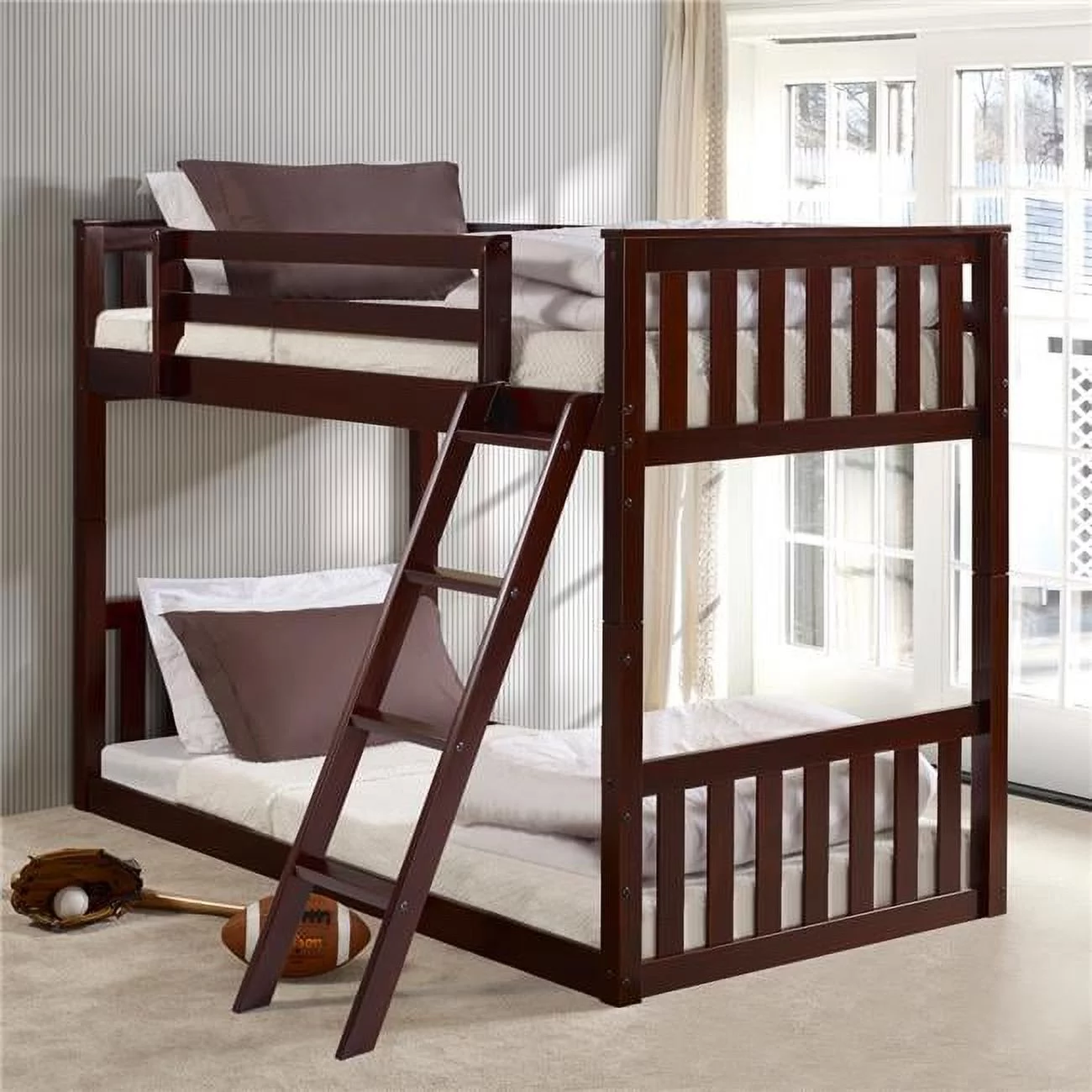 Donco Kids Twin Over Twin Mission Bunk Bed In Dark Cappuccino PD_201204TTCP