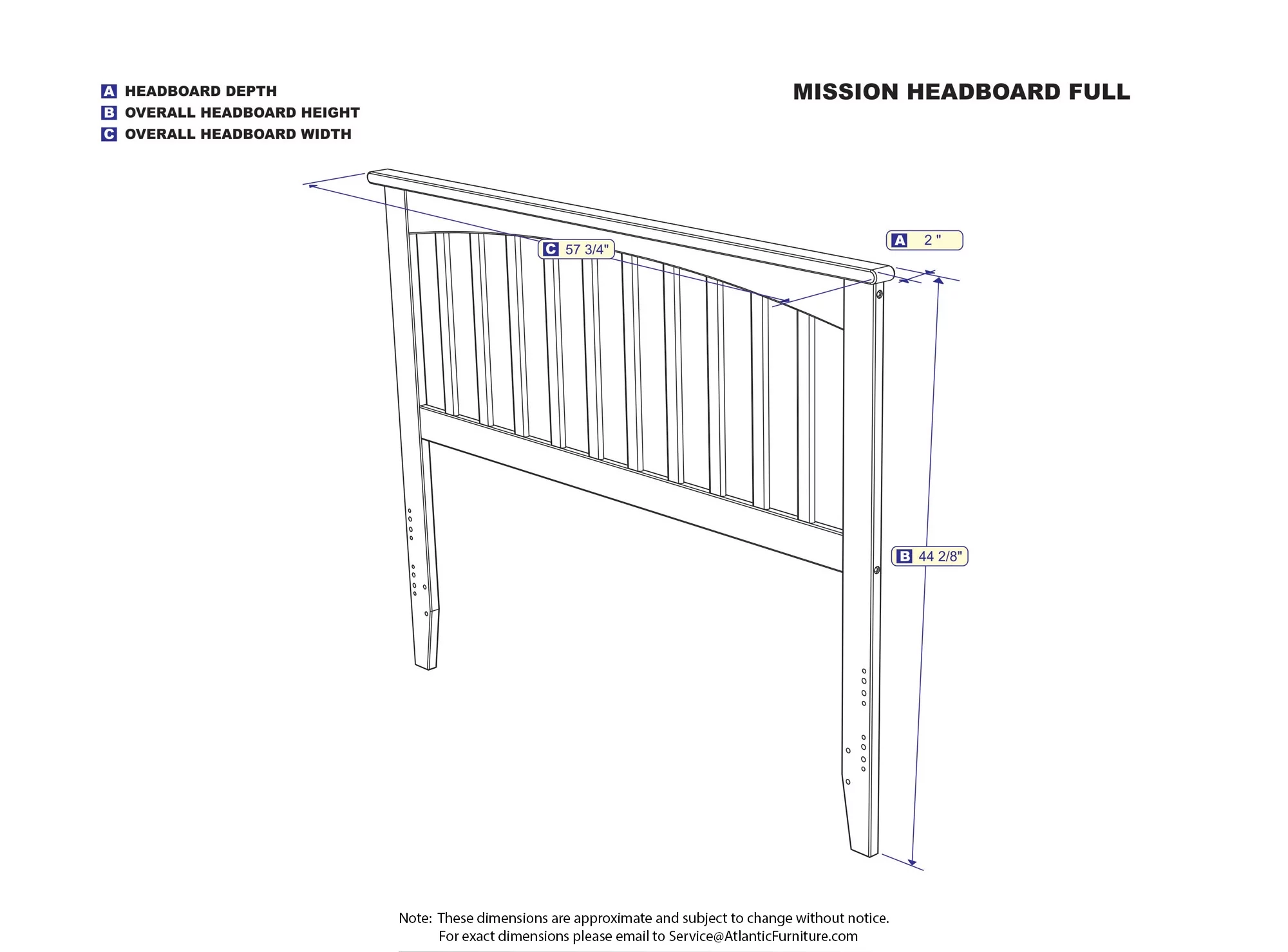AFI Mission Full Headboard with Turbo Charger in Grey