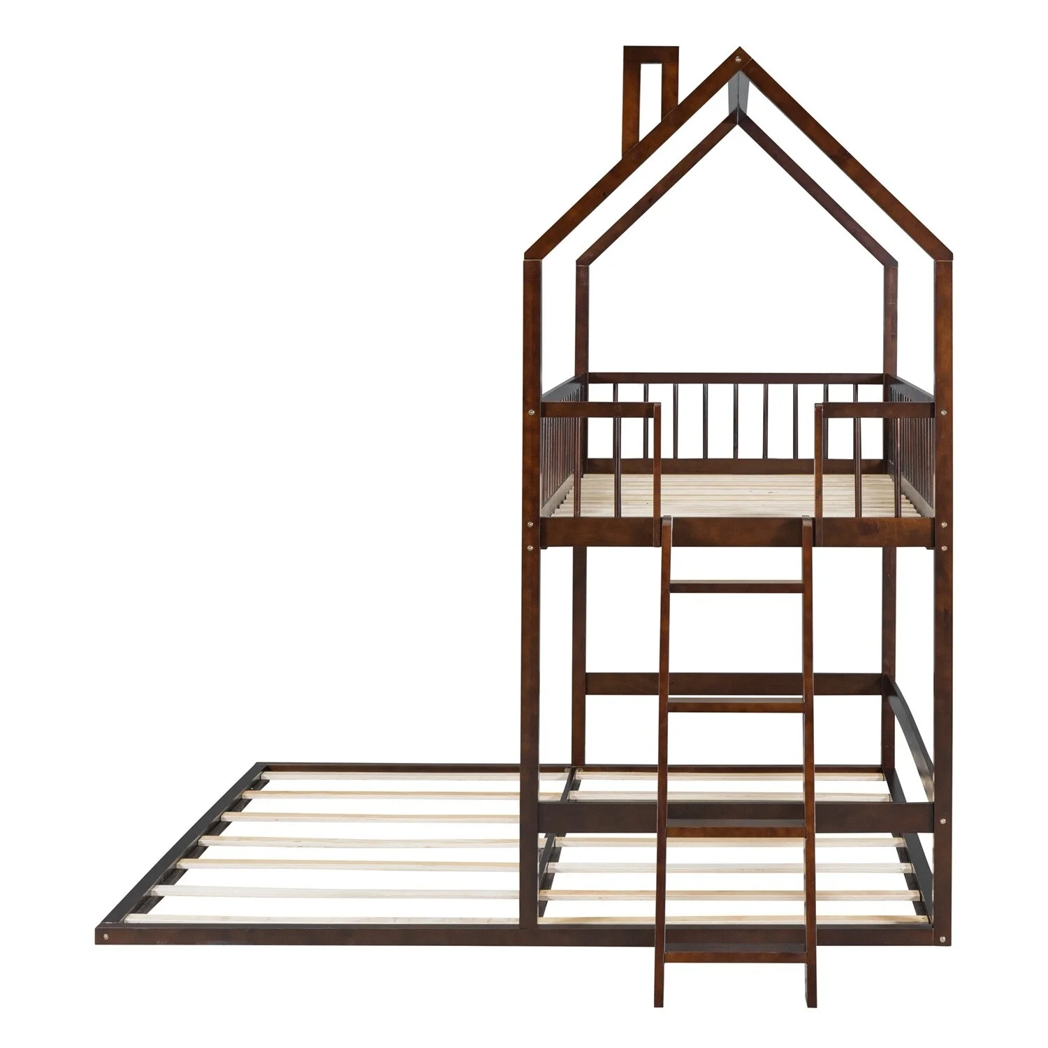 MERAX  Twin Over Twin-Twin House Bunk Bed Espresso
