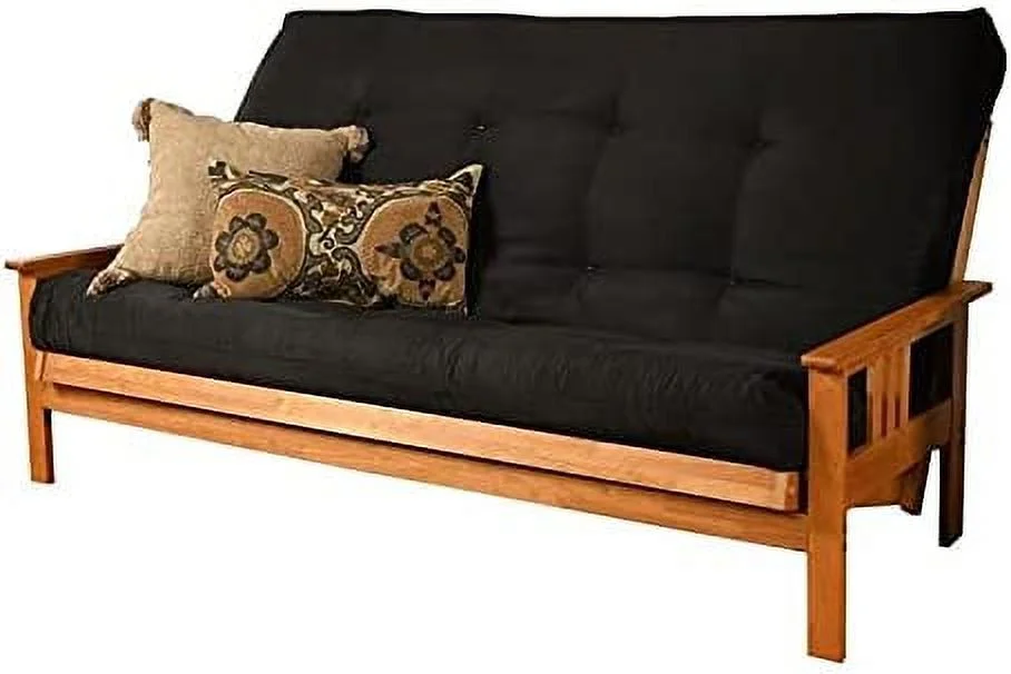 Full Size Spring Futon Mattress Replacement, Suede Fabric Sleeper Sofa Bed Mattress, Black