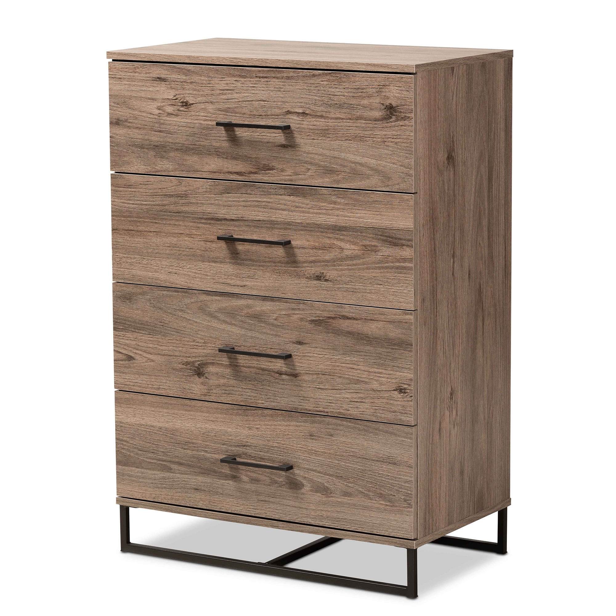 Baxton Studio Daxton Modern and Contemporary Rustic Oak Finished Wood 4-Drawer Storage Chest