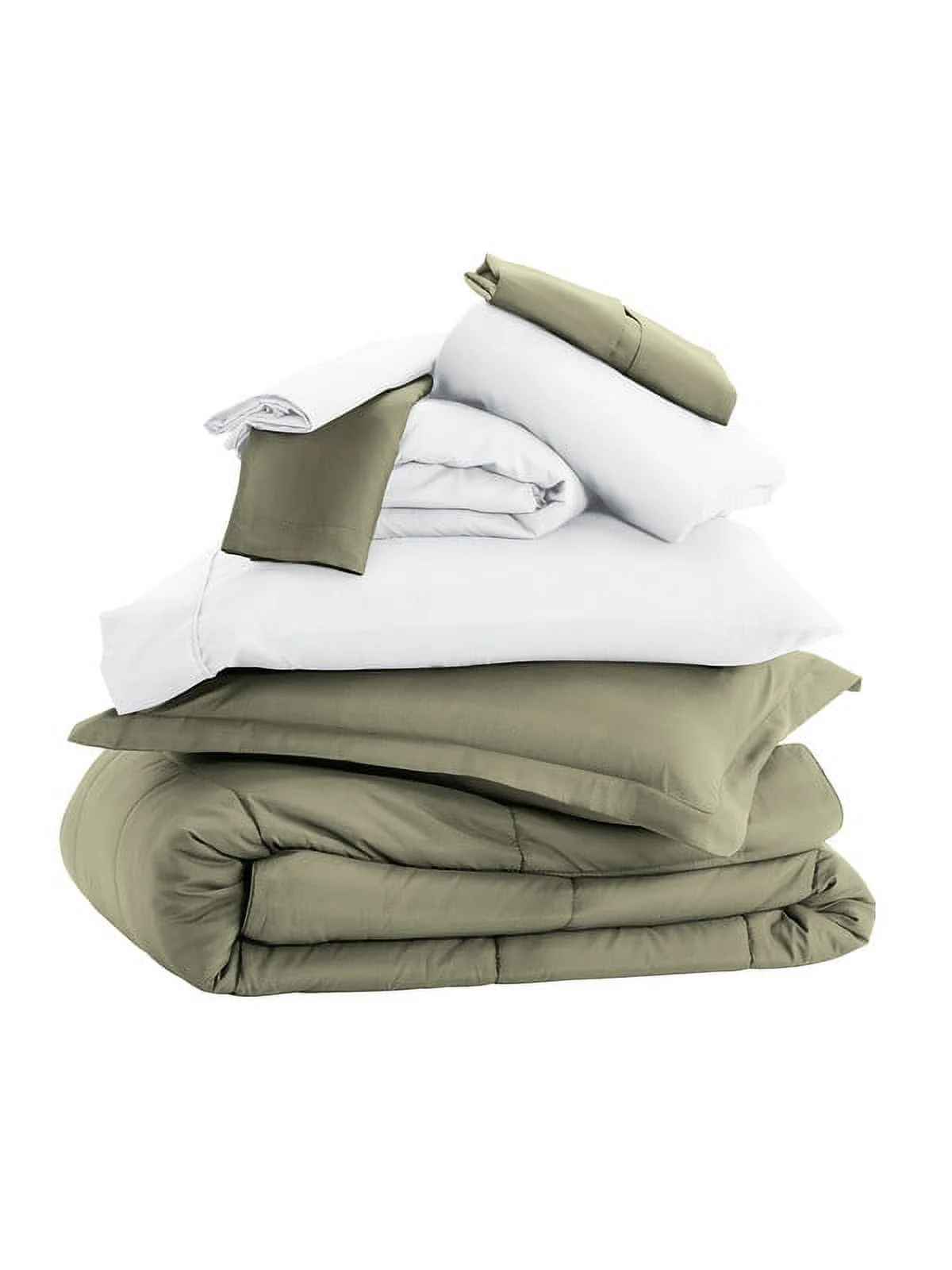 Comfort Canopy - 8 Piece Sage Bed In A Bag Microfiber Ultra Soft Bedding for Queen Size Beds