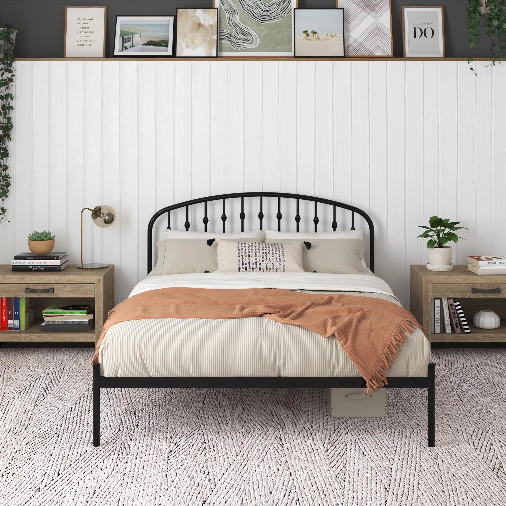 DHP Narla Metal Platform Bed Frame, Queen, Black