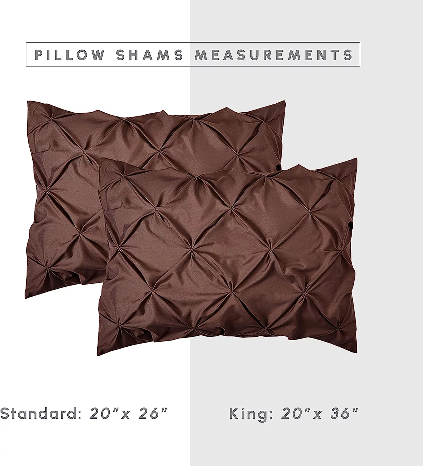 Mocassi Cozy & Soft 8-Piece Bedding Set - Includes Comforter, Smart Sheet Set, Bed Skirt, Matching Pillowcases and Shams, Pintuck Design, King/California King, Brown Comforter Set