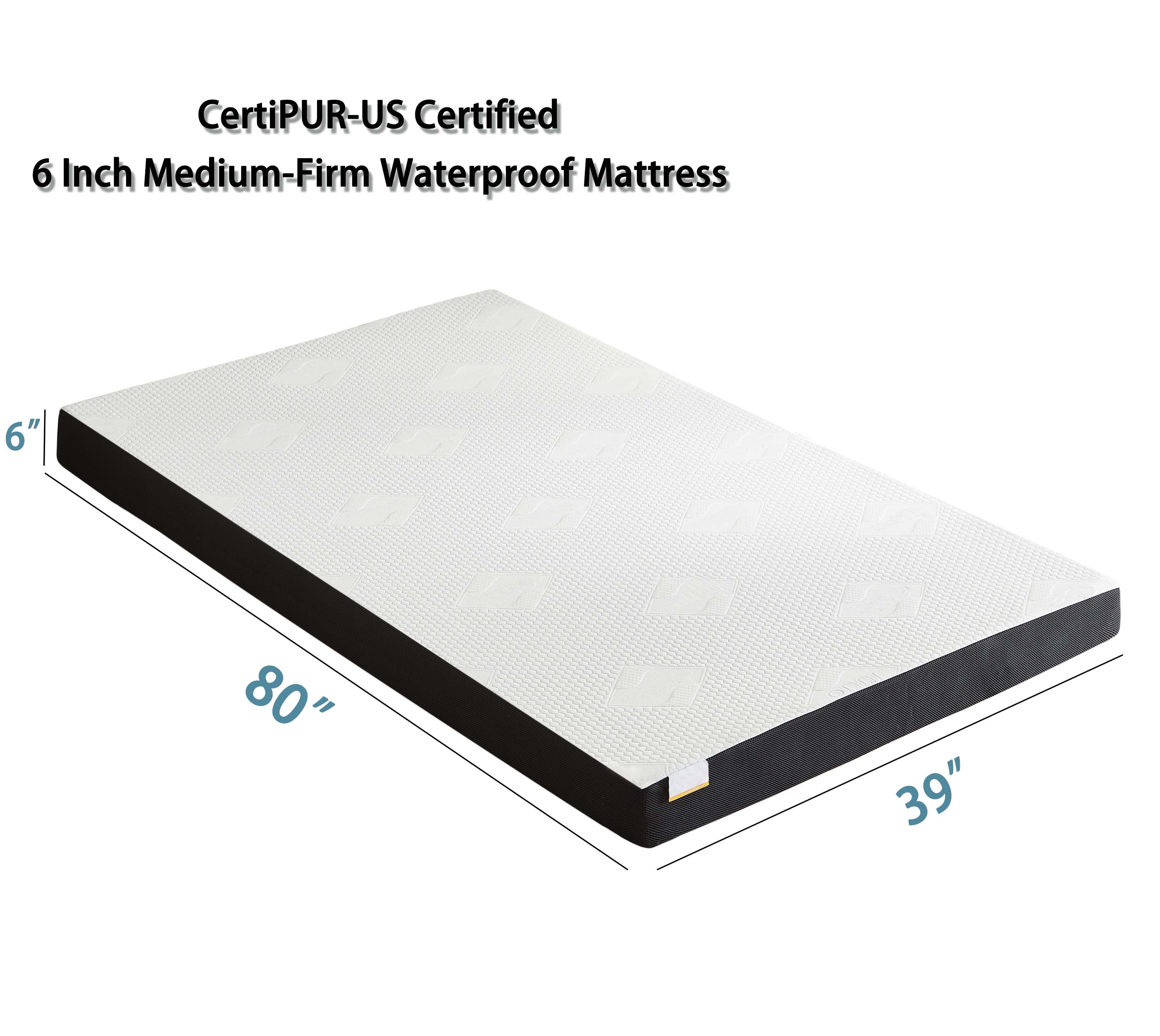 BMMB Memory Foam Mattress,6 inch, Twin XL, Medium Firm Feel, Waterproof Cover, Adult