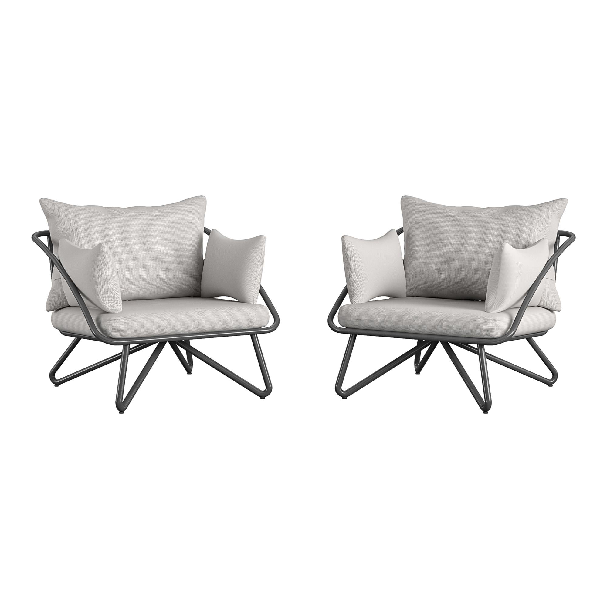 Novogratz Poolside Gossip, Teddi Outdoor Lounge Chairs, 2-Pack, Charcoal