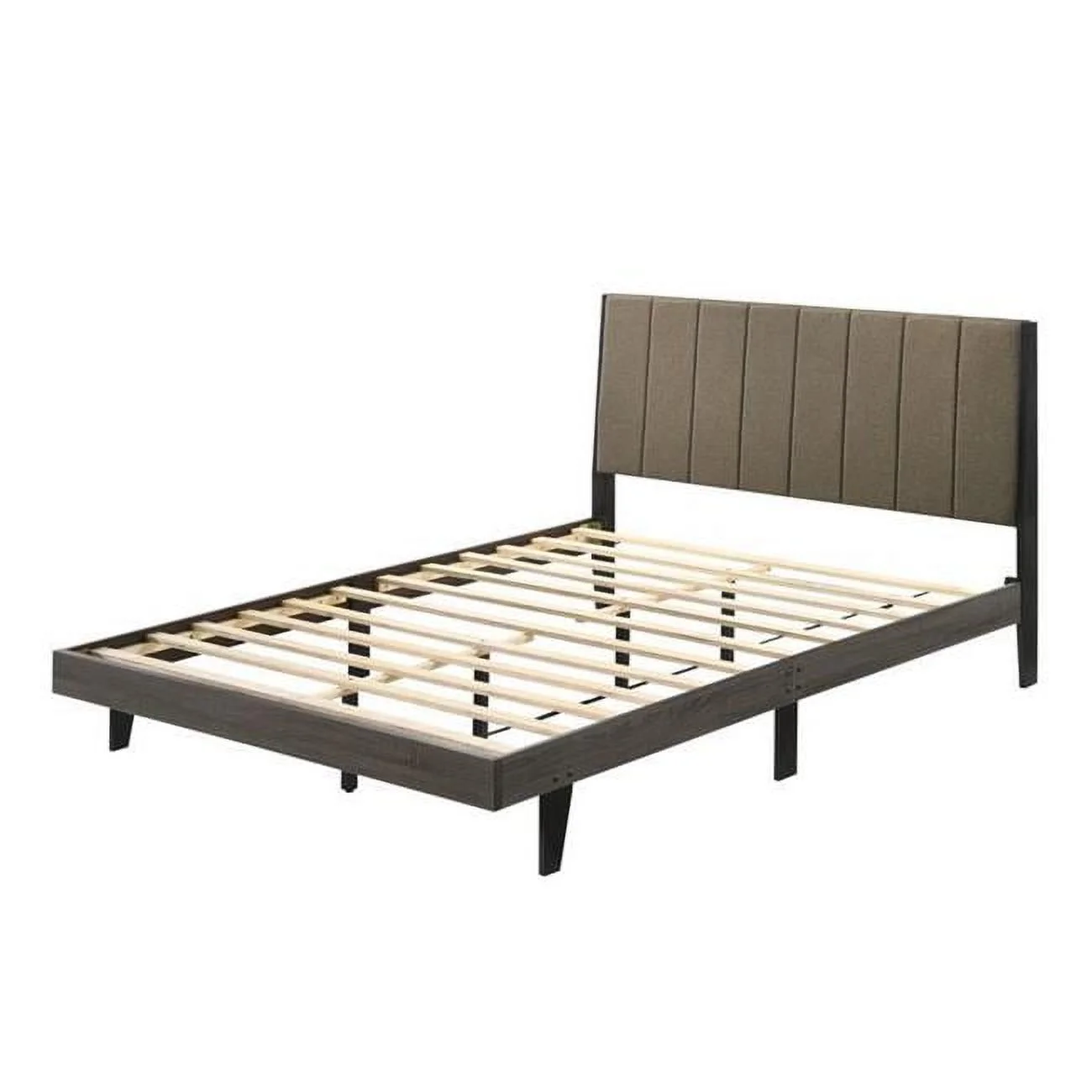85 x 62 x 42 in. Valdemar Bed, Brown Fabric & Weatheted Gray - Queen Size