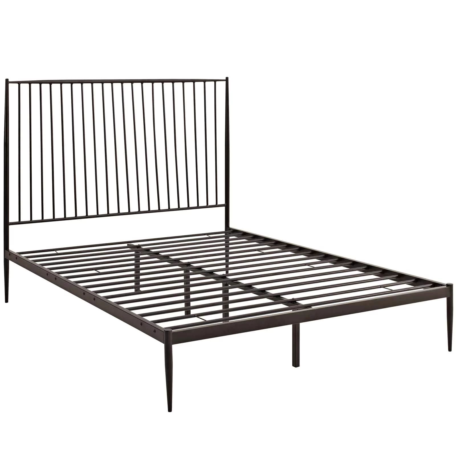 Modern Contemporary Urban Design Bedroom Queen Size Platform Bed Frame, Brown, Metal Steel