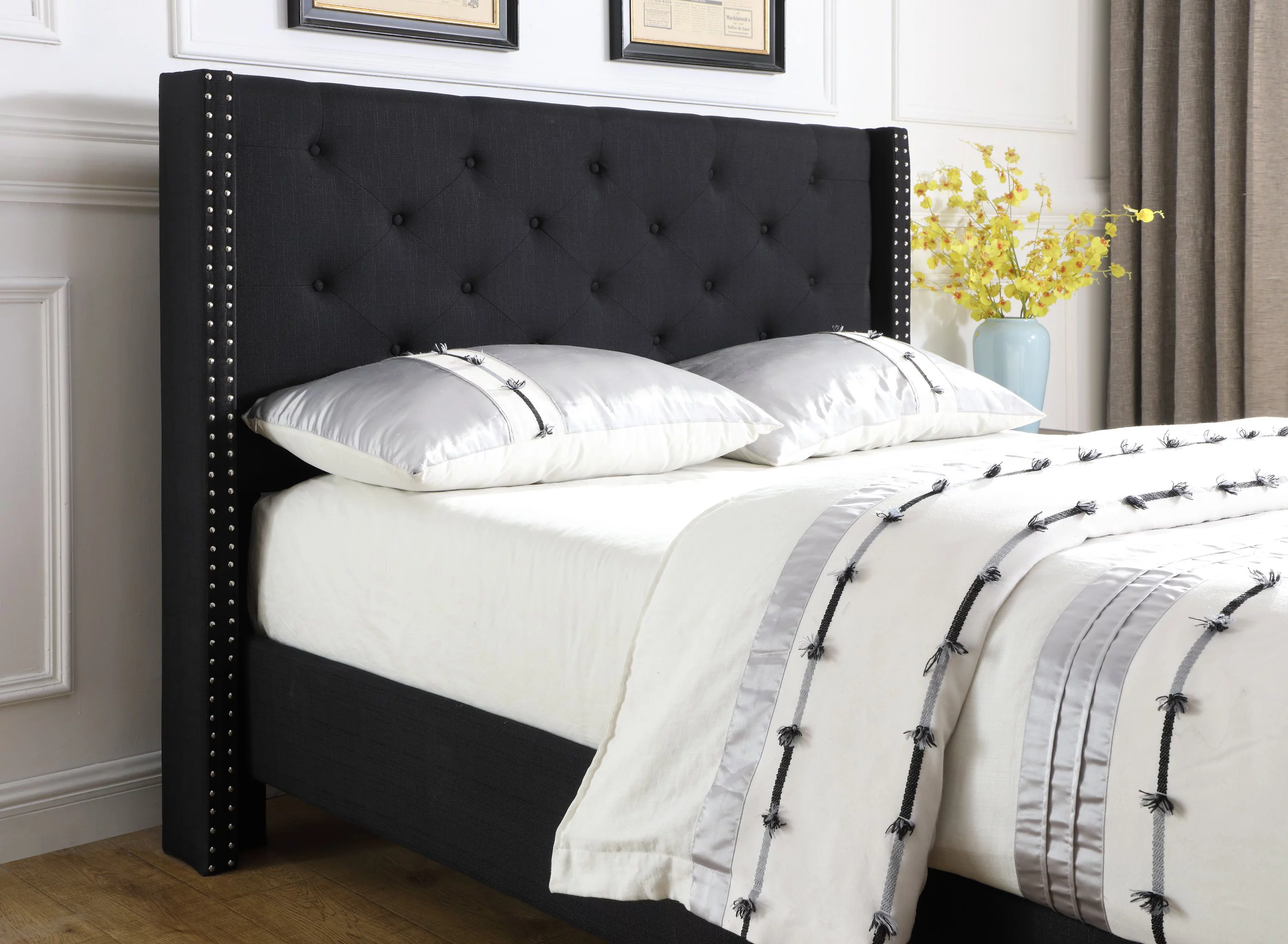 King Size Upholstered Platform Bed Frame with 51