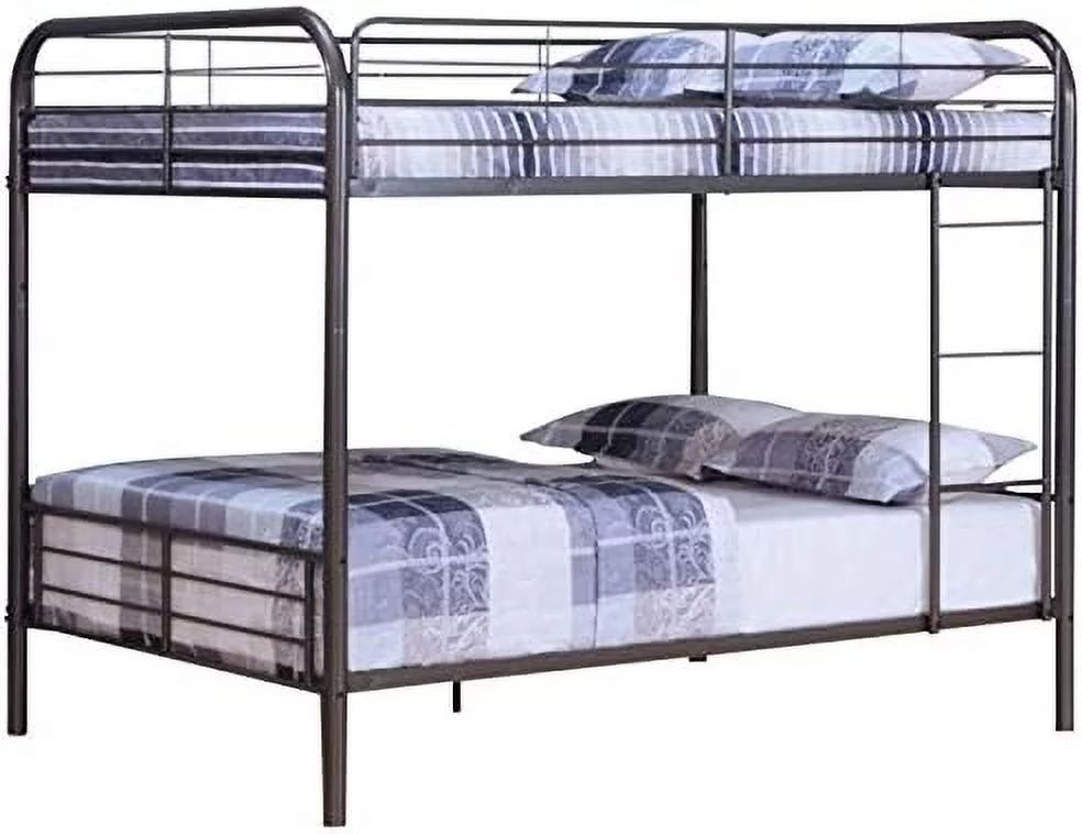 Pemberly Row Full Over Full Metal Bunk Bed in Gunmetal