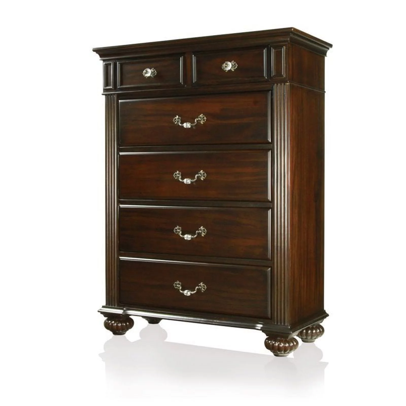 Furniture of America Damos Traditional Solid Wood 6-Drawer Chest in Dark Walnut