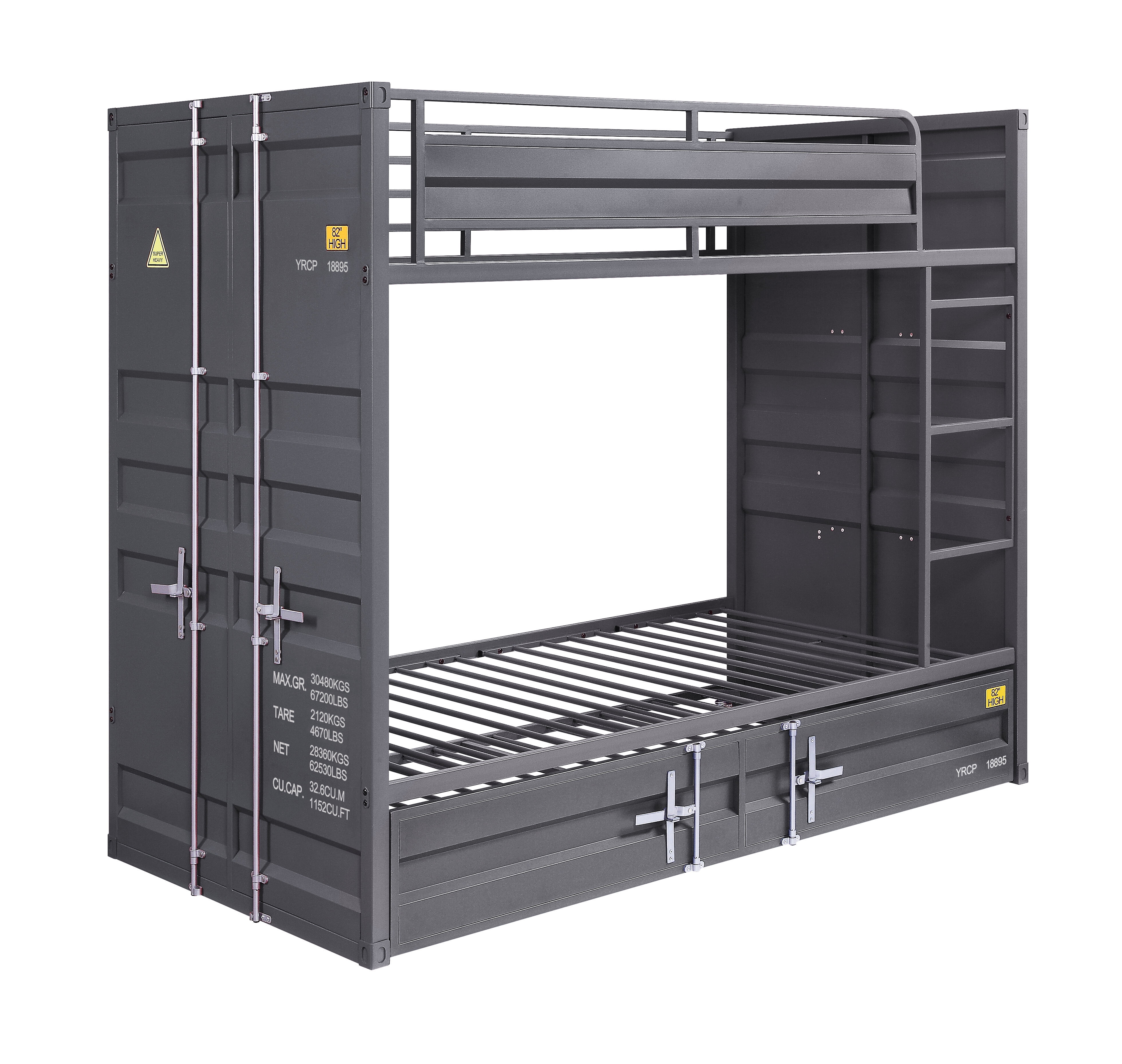 ACME Cargo Container Style Twin Metal Trundle Bed ONLY, Multiple Colors