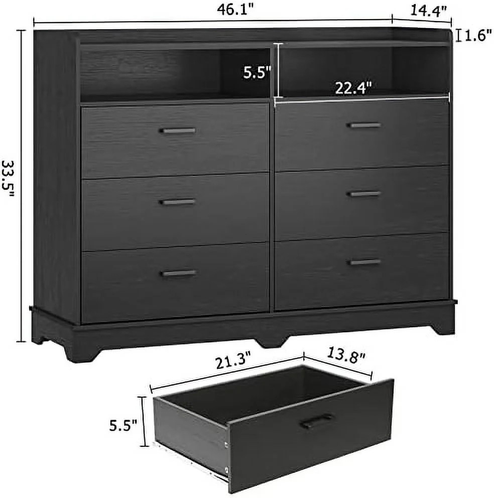 LNboomLife Modern 6 Drawer Dresser Tall Dresser for Bedroom Wood Dressers & Chests of Drawers Vertical Organizer Tower for Bedroom Entryway White