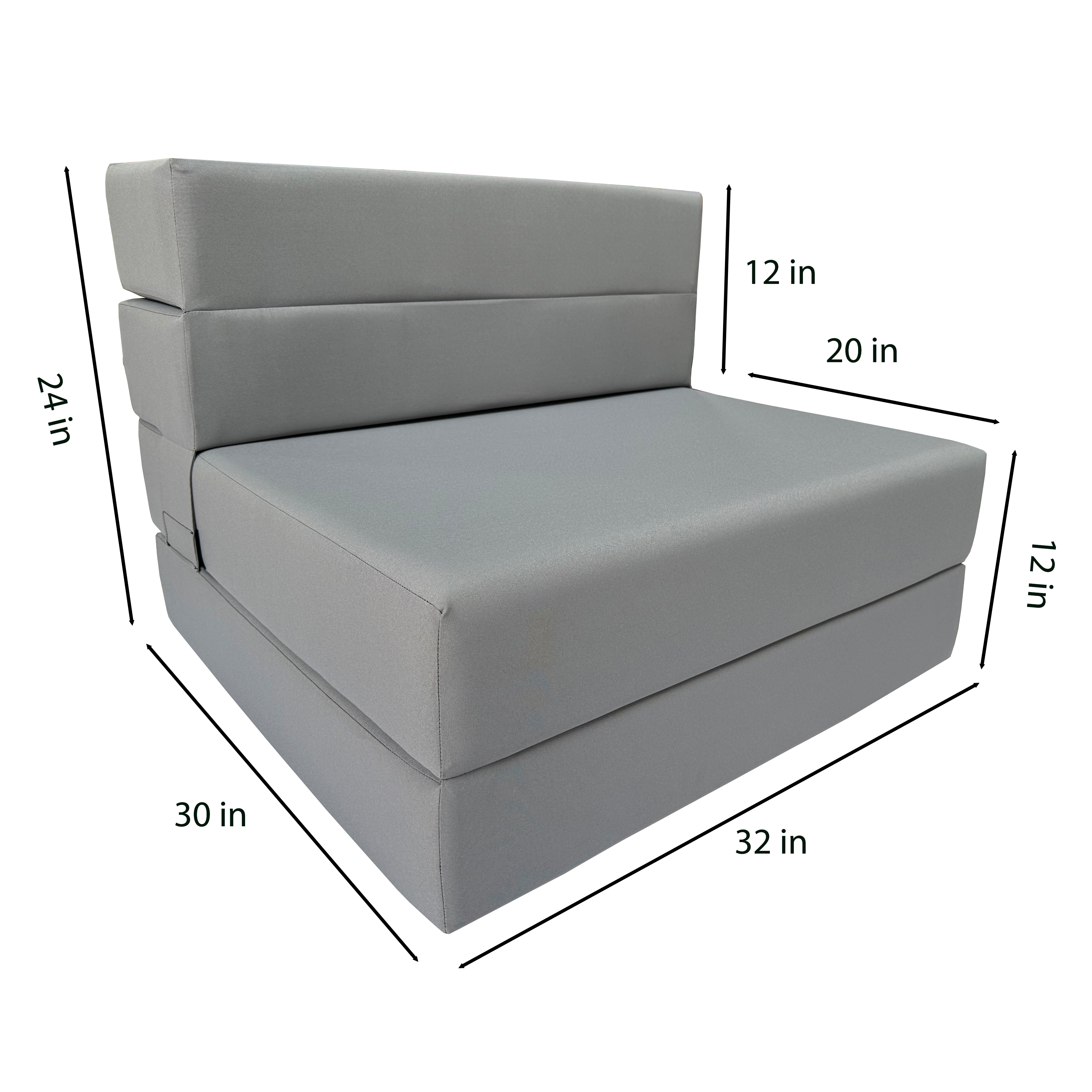 Lounger Folding Foam Mattresses, Portable Convertible Sofa Beds, Sleeper Flip Chairs, Gray 80 x 32 x 6