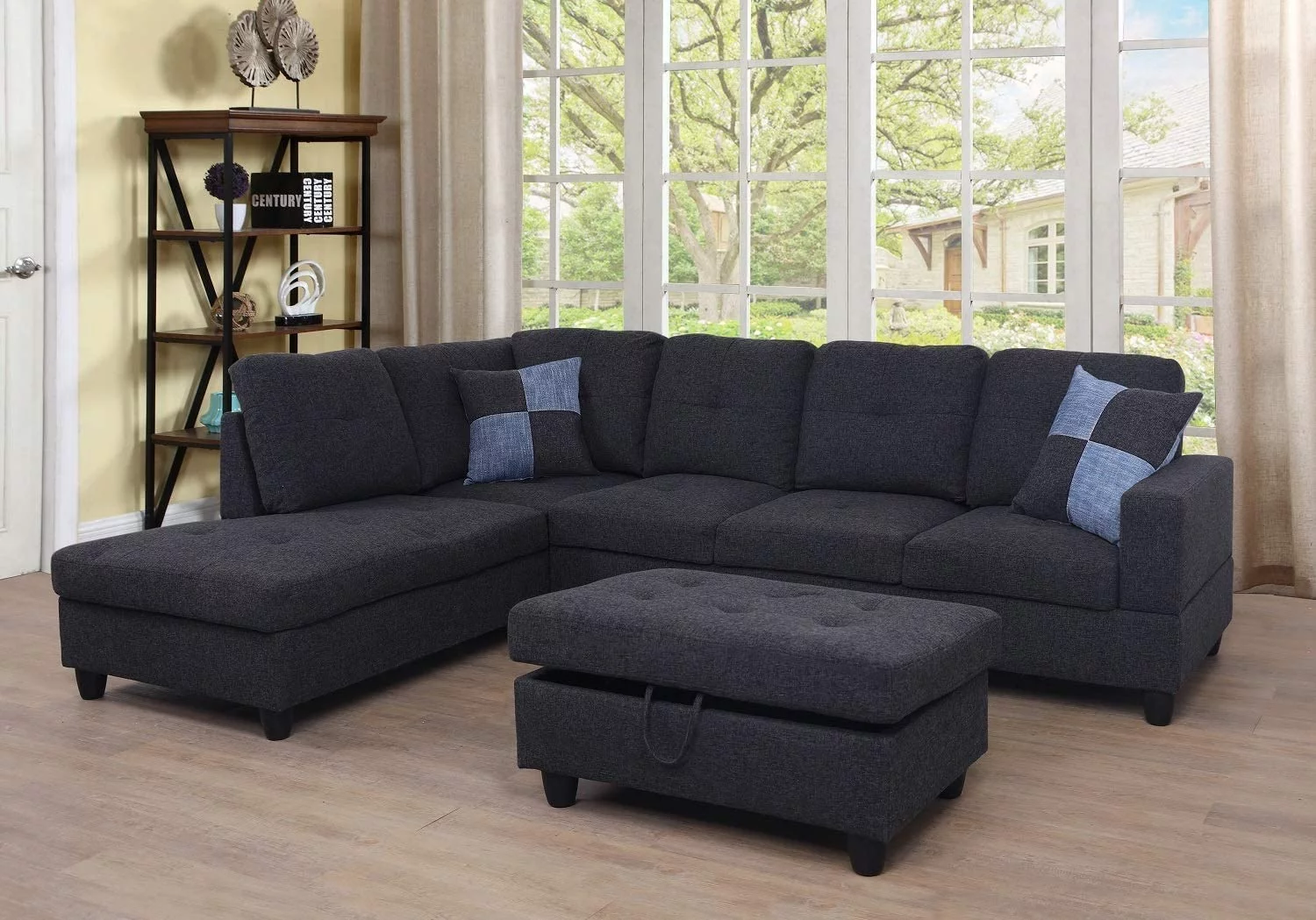 PonLiving Huguley 103.5'' Sleeper Sectional with Storage Ottoman, Left Hand & Right Hand Facing, Storage Ottoman